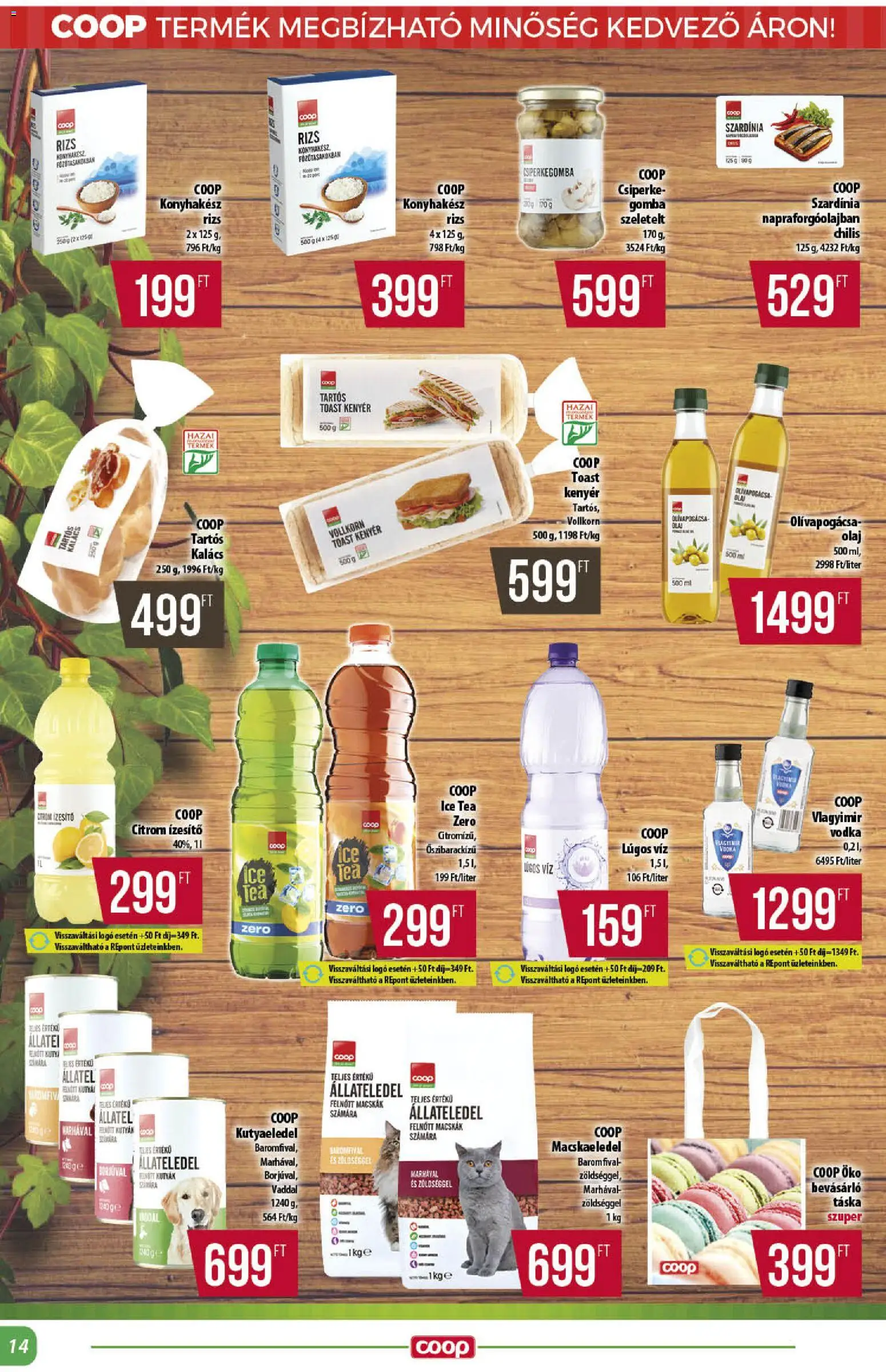 COOP akciós ujság - amely érvényes a következő dátumtól: 20.11.2025 | Oldal: 14 | Termékek: Szardínia, Kutyaeledel, Gomba, Tea