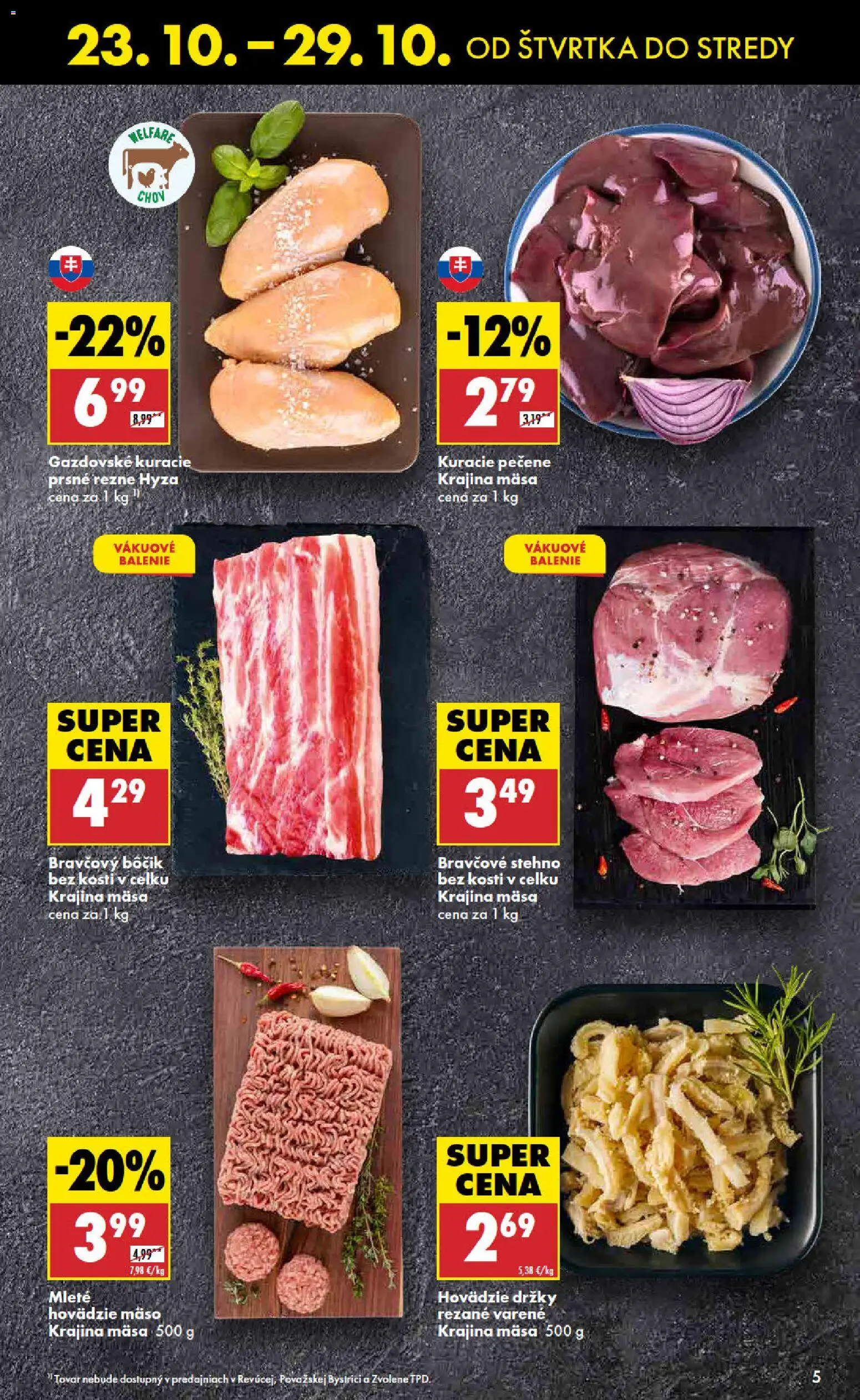 Nové Biedronka akcie – leták je platný od 23.10.2025 | Strana: 5 | Produkty: Hovädzie mäso, Bravčové stehno, Bravčový bôčik
