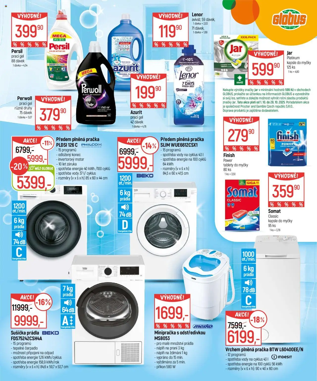 Globus leták - Čistý a útulný domov od 01.10.2025 | Strana: 7 | Produkty: Tablety do myčky, Prací gel, Globus, Somat