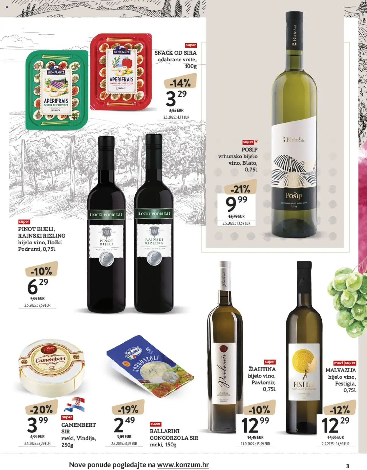 Konzum HR akciós ujság - amely érvényes a következő dátumtól: 13.10.2025 | Oldal: 3 | Termékek: Camembert