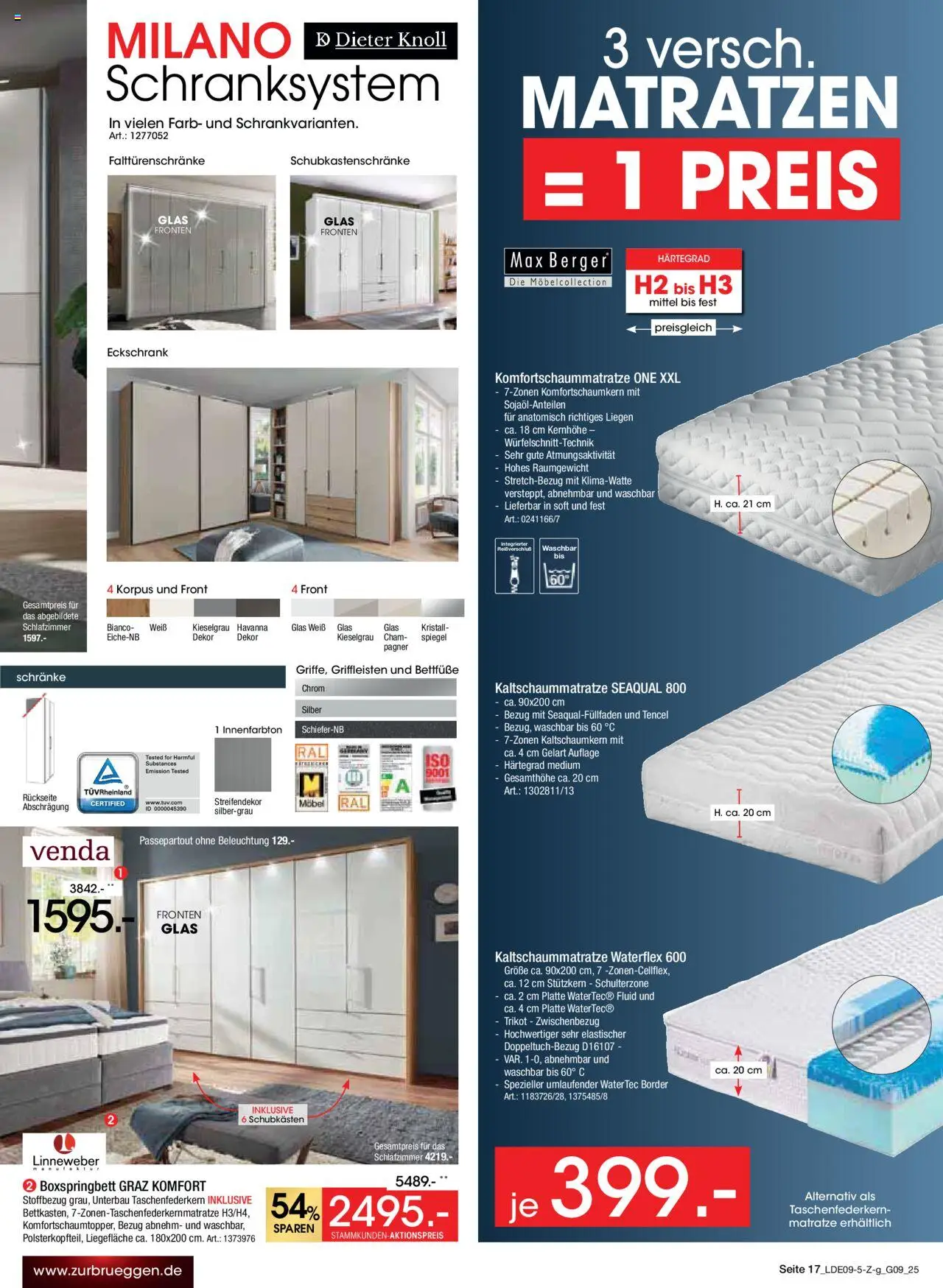 Zurbrüggen - Prime Shopping Week – gültig ab 14.09.2025 | Seite: 17 | Produkte: Matratze, Boxspringbett, Spiegel