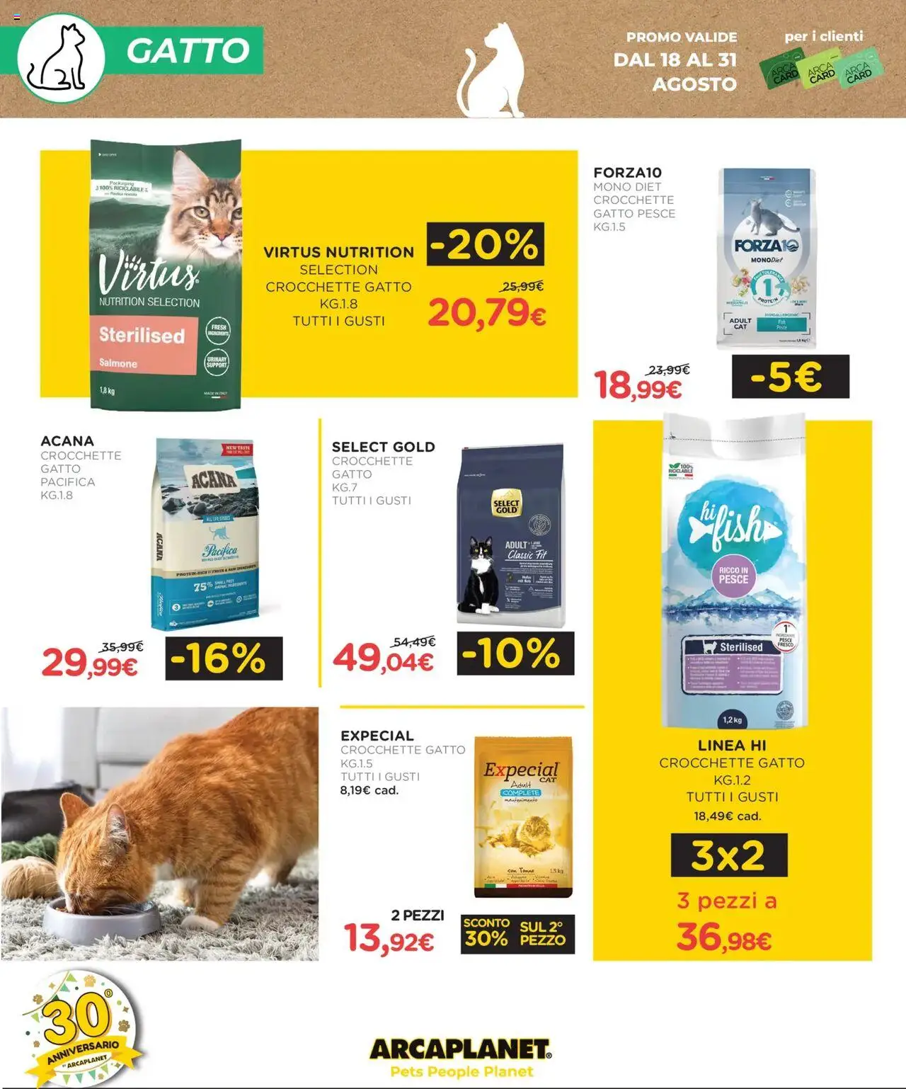 Volantino Arcaplanet del 18.08.2025 | Pagina: 8 | Prodotti: Salmone, Pesce, Crocchette, Crocchette gatto