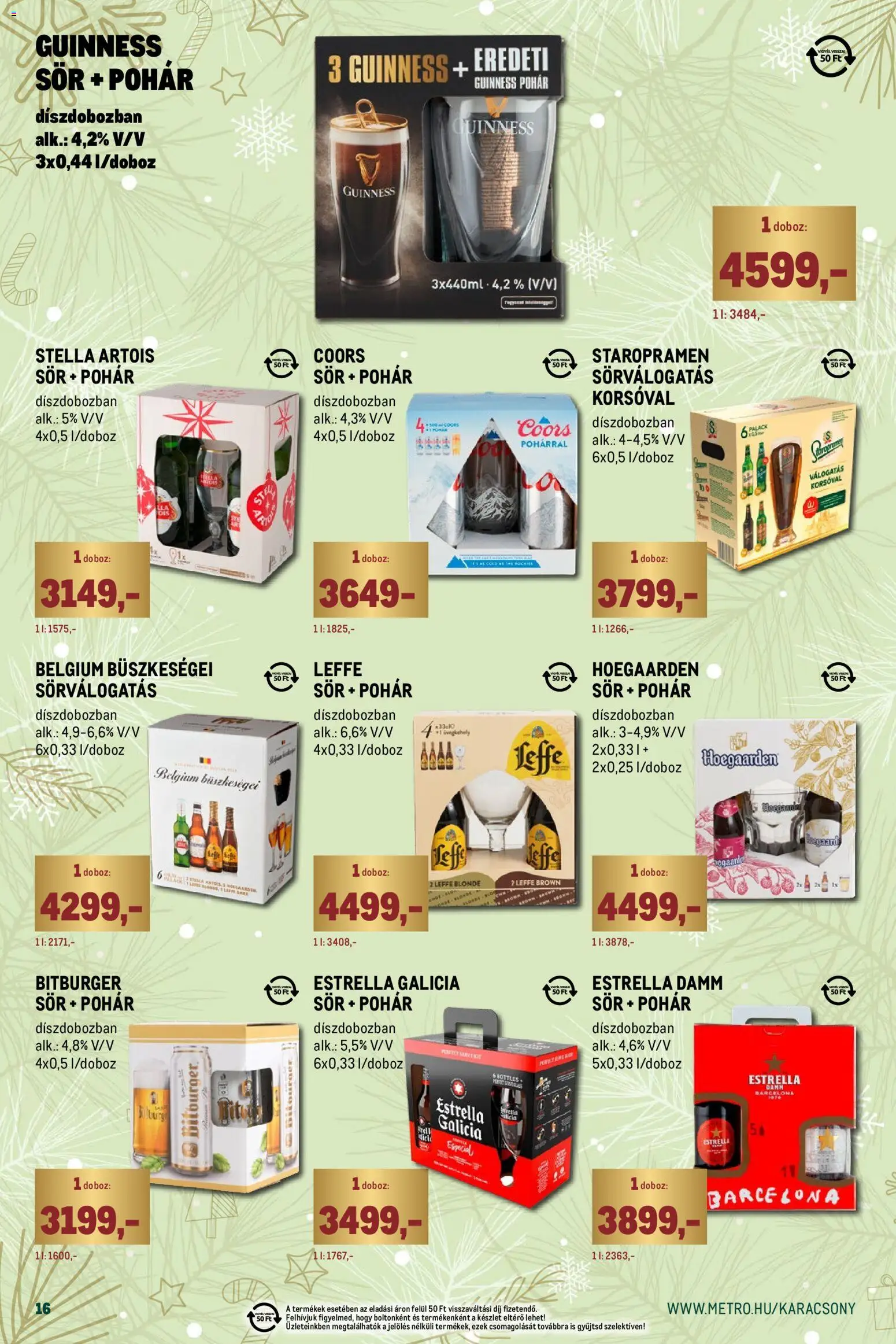 Metro akciós ujság - amely érvényes a következő dátumtól: 02.11.2025 | Oldal: 16 | Termékek: Doboz, Stella artois, Pohár, Só