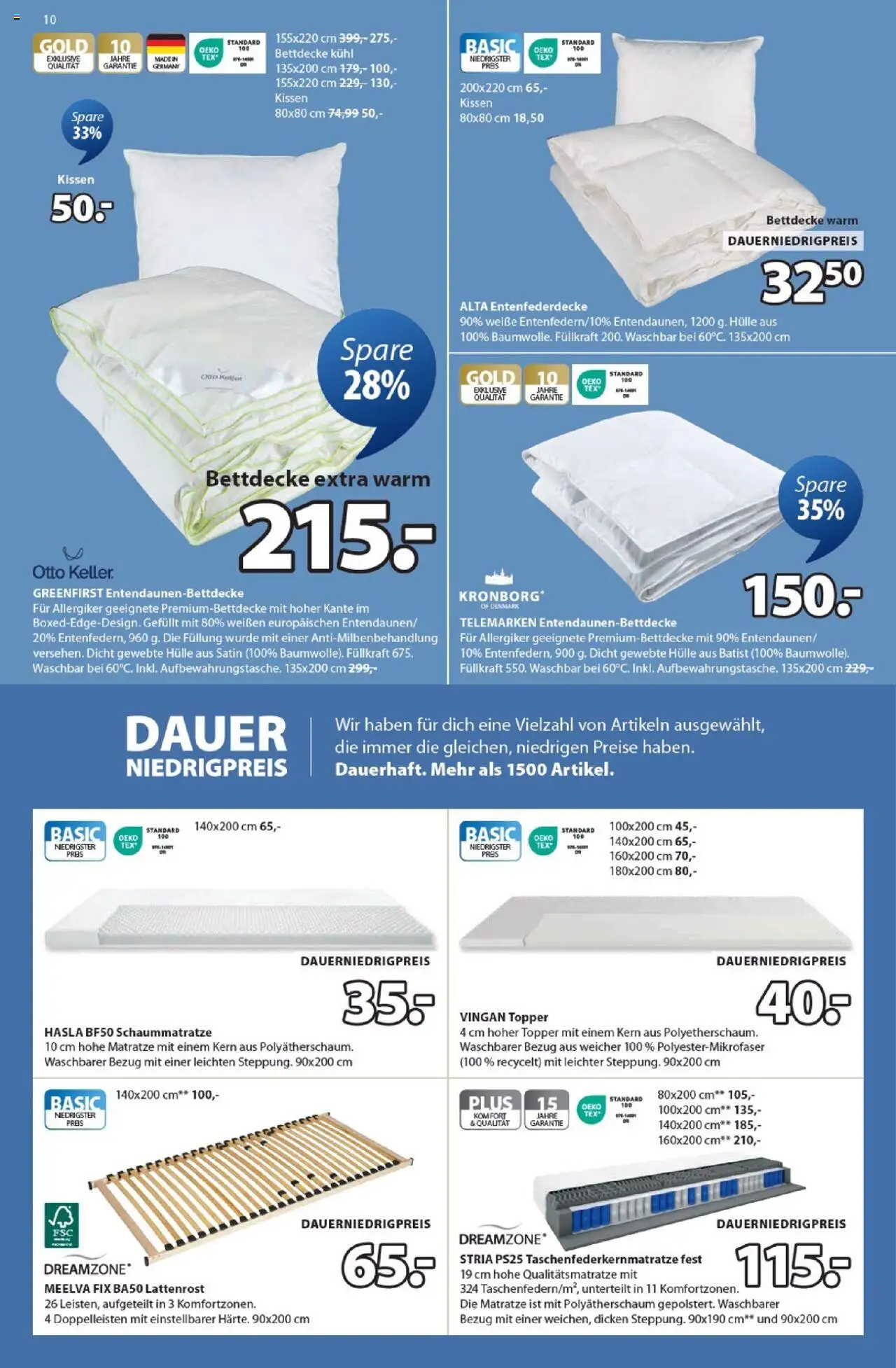 JYSK Produktkatalog – gültig ab 19.09.2025 | Seite: 10 | Produkte: Hülle, Matratze, Lattenrost, Bettdecke