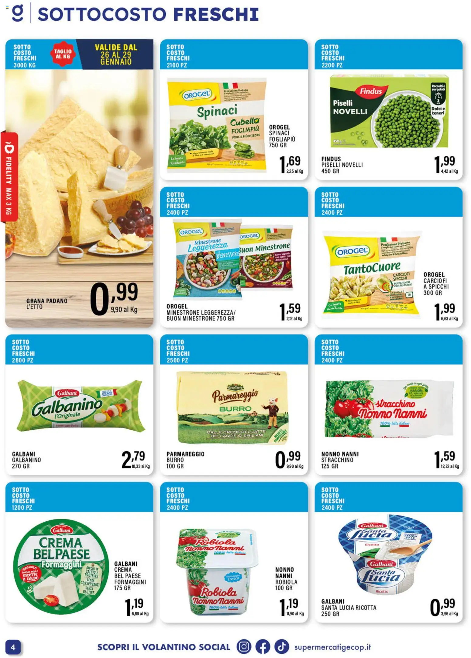 Volantino GECOP del 19.01.2026 | Pagina: 4 | Prodotti: Crema, Burro, Piselli, Ricotta