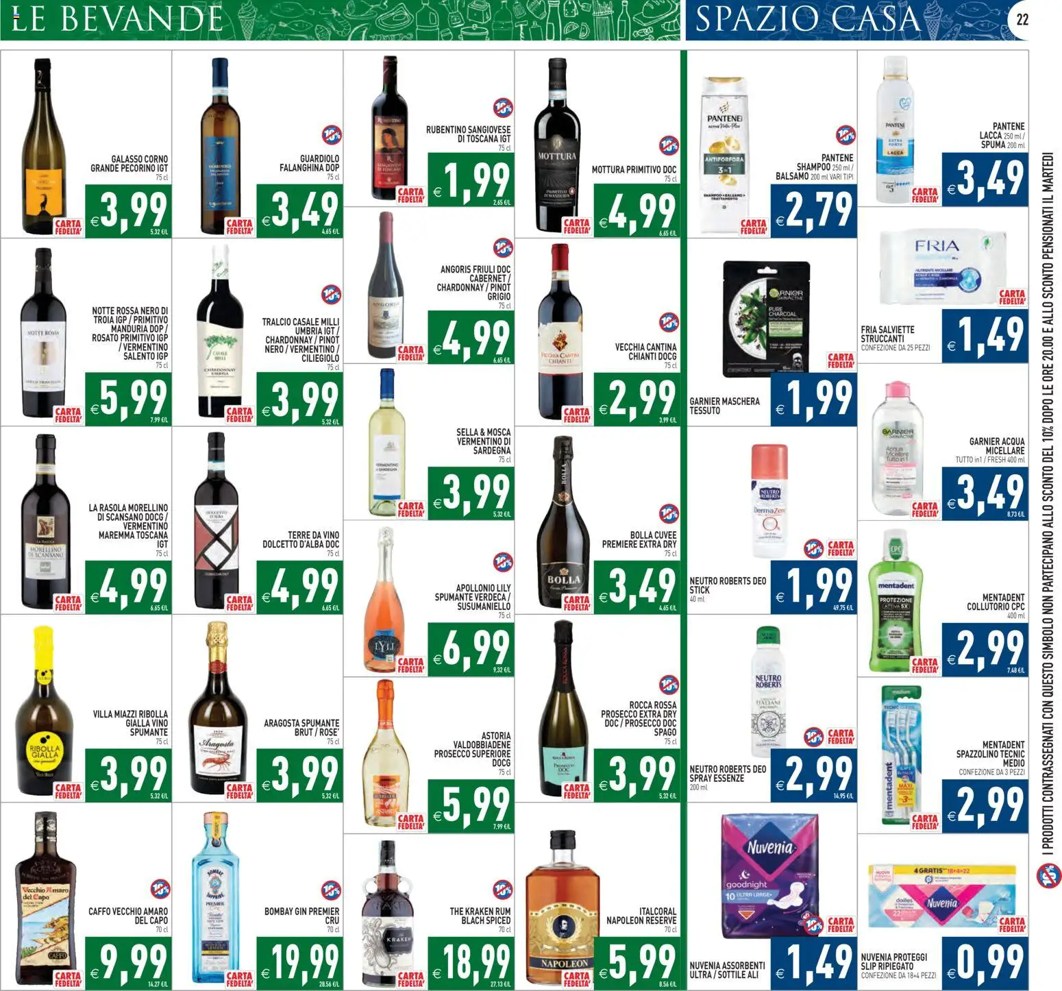 Volantino PIM Supermercati del 26.01.2026 | Pagina: 22 | Prodotti: Maschera, Proteggi slip, Gin, Prosecco