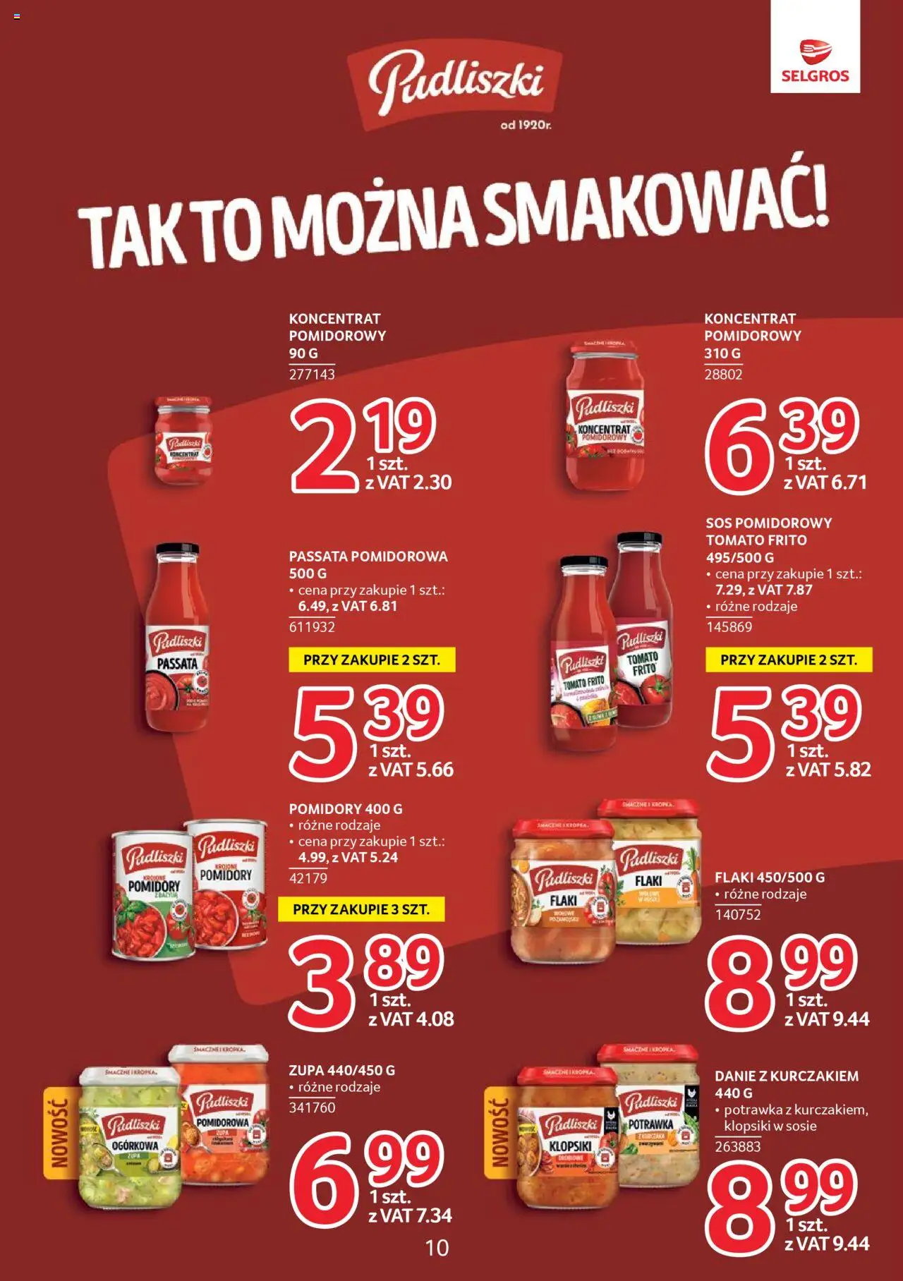 Selgros cash&carry Gazetka - Markowe produkty od 09.10.2025 | Strona: 10 | Produkty: Flaki, Klopsiki, Pomidory, Sos