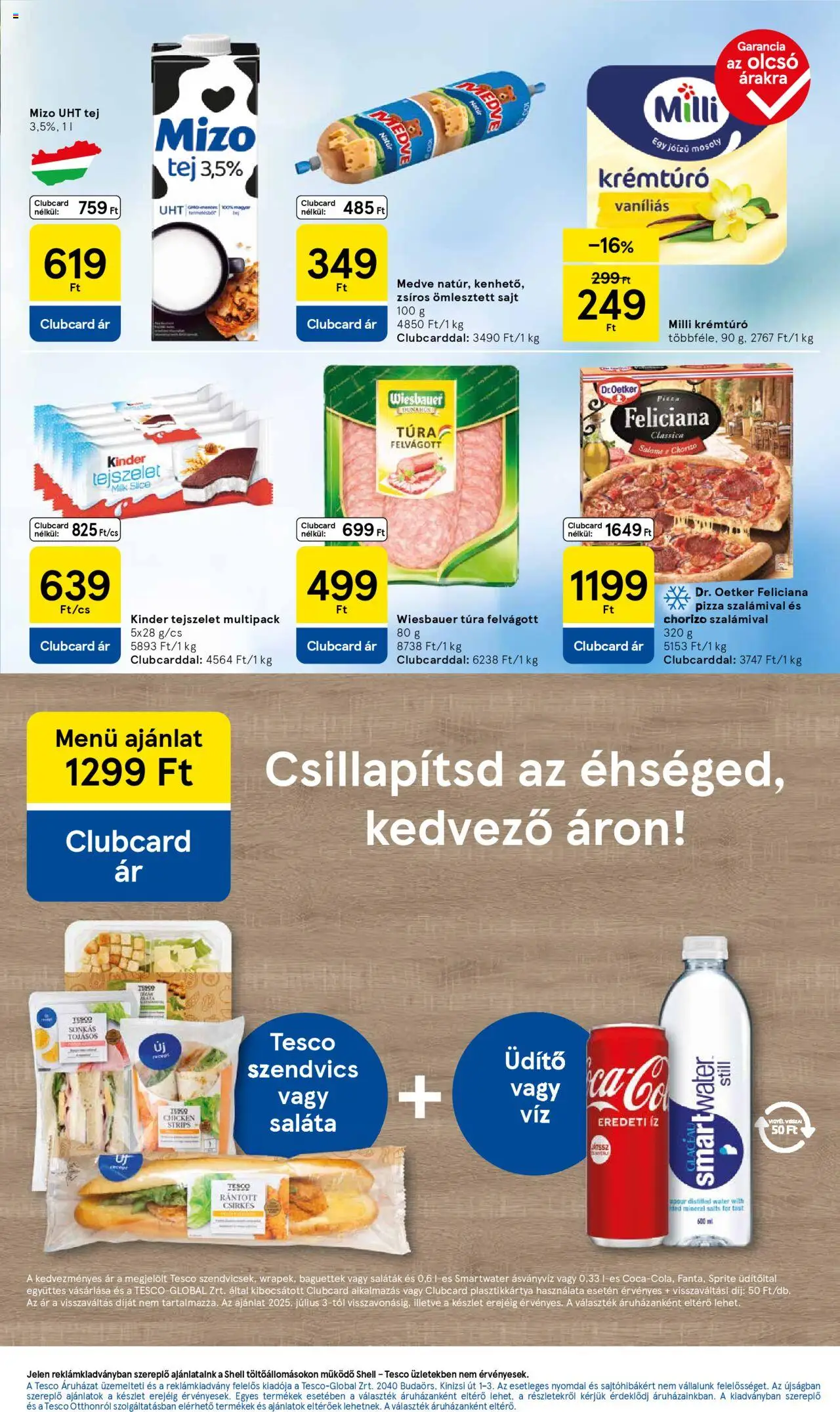 Tesco akciós ujság - amely érvényes a következő dátumtól: 03.07.2025 | Oldal: 3 | Termékek: Tej, Sajt, Ásványvíz, Saláta
