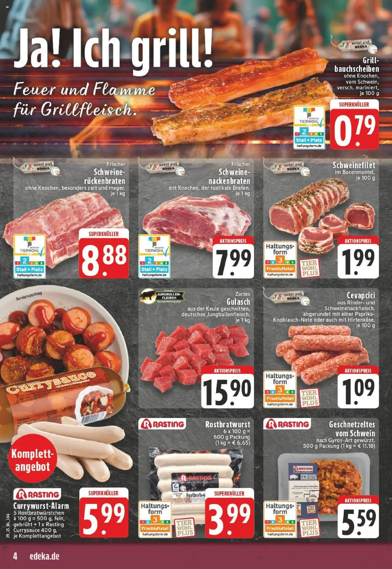 Edeka prospekt Versmold	 - gültig ab dem 13.07.2025 | Seite: 4 | Produkte: Cevapcici, Schweinefilet, Gulasch, Fleisch
