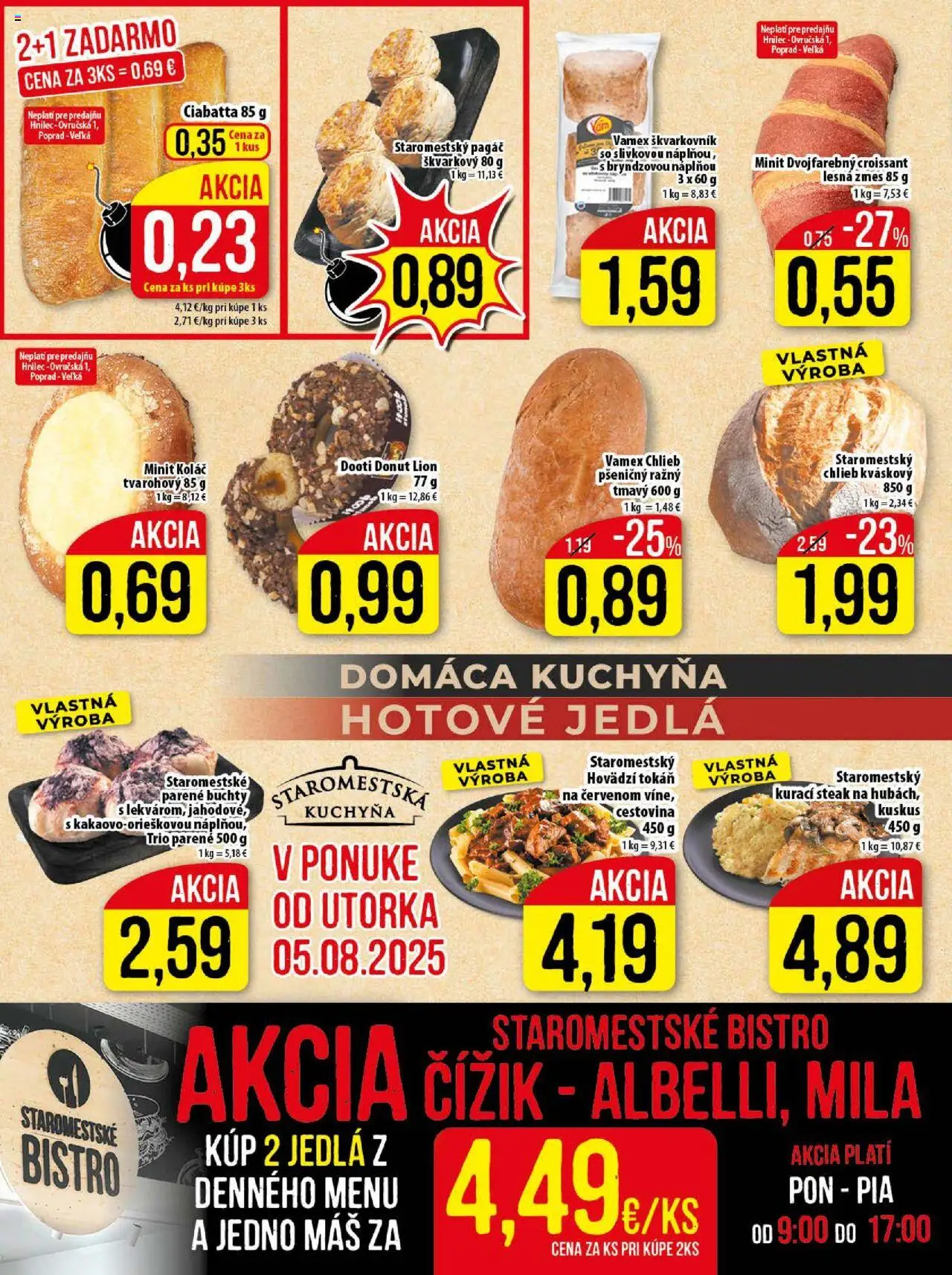 Klas leták │ platný od 04.08.2025 | Strana: 6 | Produkty: Kuchyňa, Donut, Mila, Steak