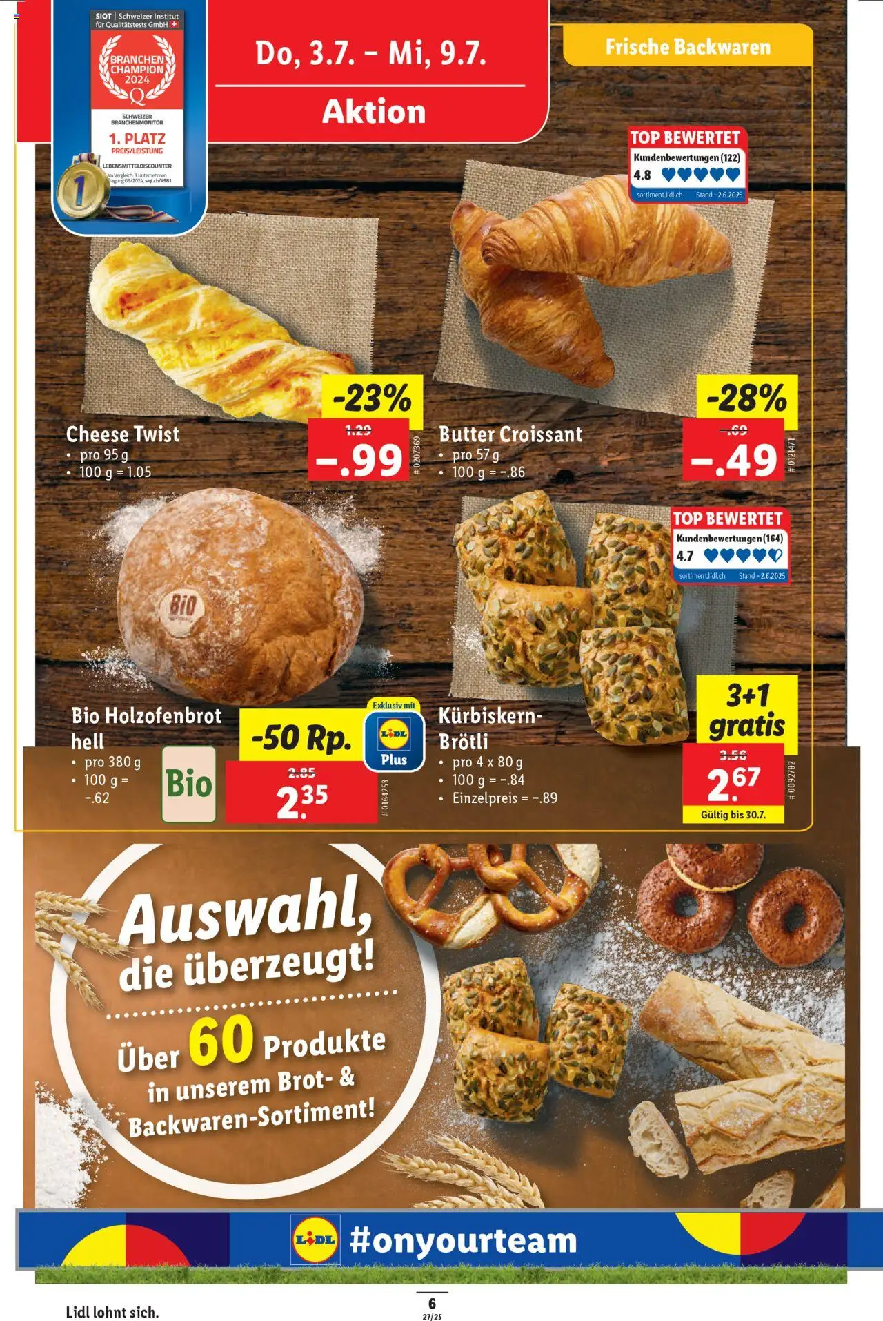Lidl Aktionen ab 03.07.2025 | Seite: 6 | Produkte: Butter, Brot, Top