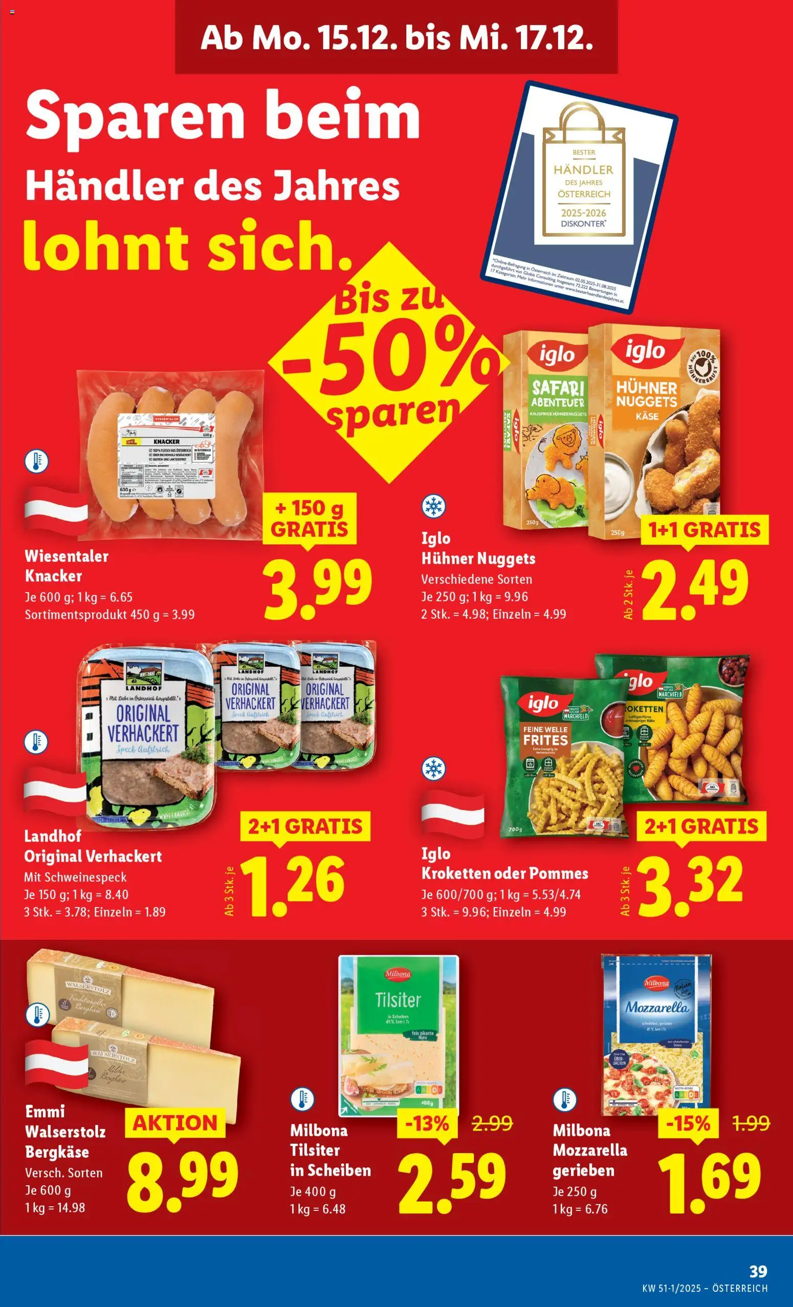 Lidl Flugblatt - Oberpullendorf, Güssing, Oberwart gültig ab 11.12.2025 | Seite: 43 | Produkte: Käse