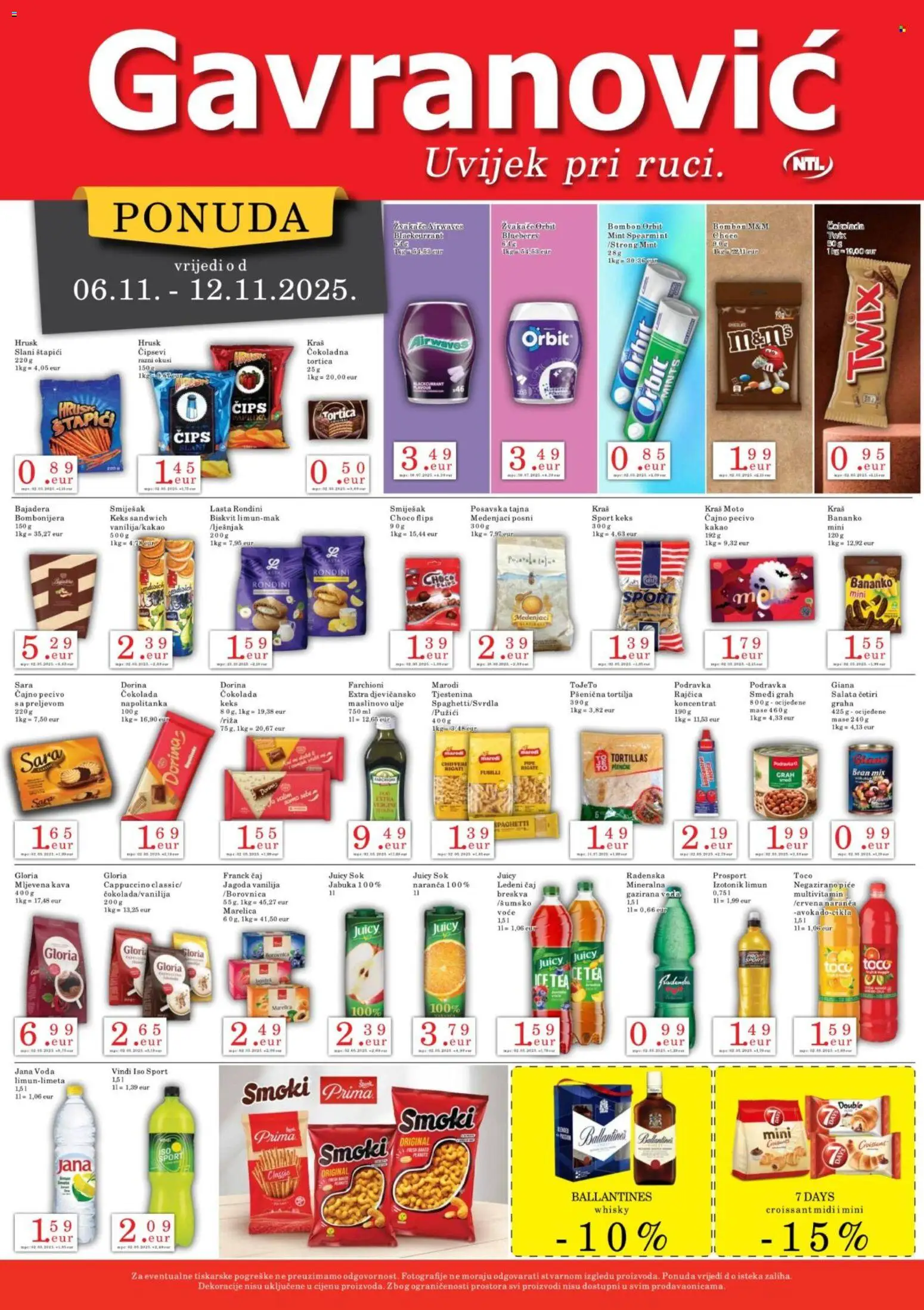 Gavranović katalog | vrijedi od 06.11.2025 | Stranica: 3 | Proizvodi: Kava, Sok, Tjestenina, Čips