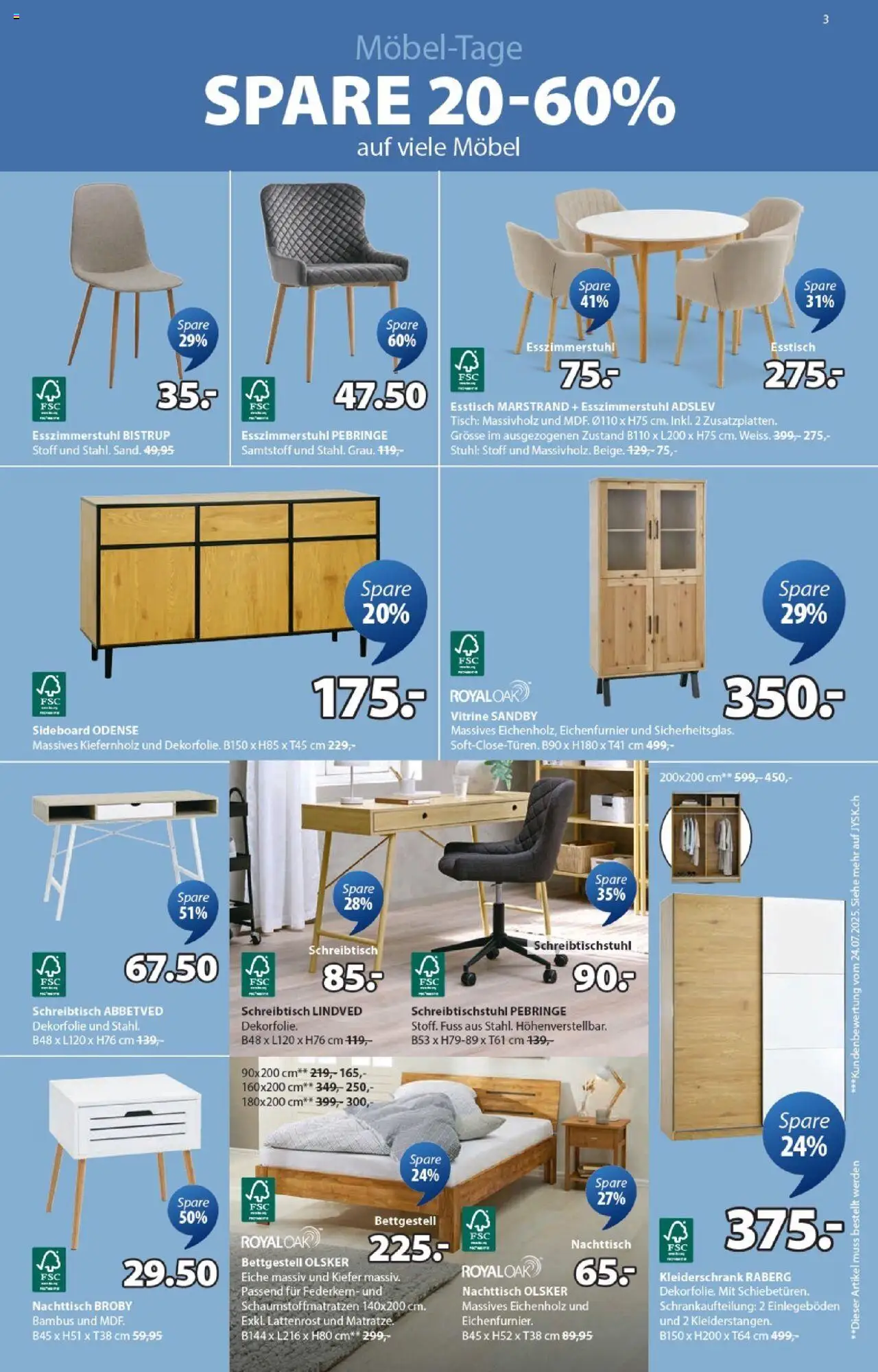 JYSK Aktionen – gültig ab 21.10.2025 | Seite: 3 | Produkte: Tisch, Kleiderschrank, Nachttisch, Stuhl