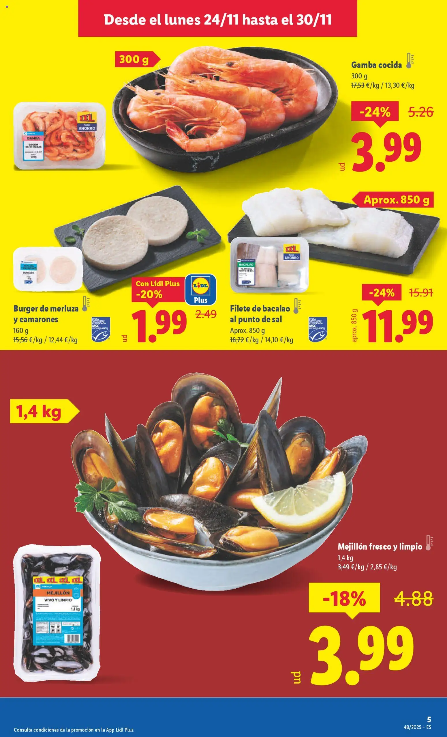 Lidl folleto │ válido desde el 24.11.2025 | Página: 5 | Productos: Filete, Gamba
