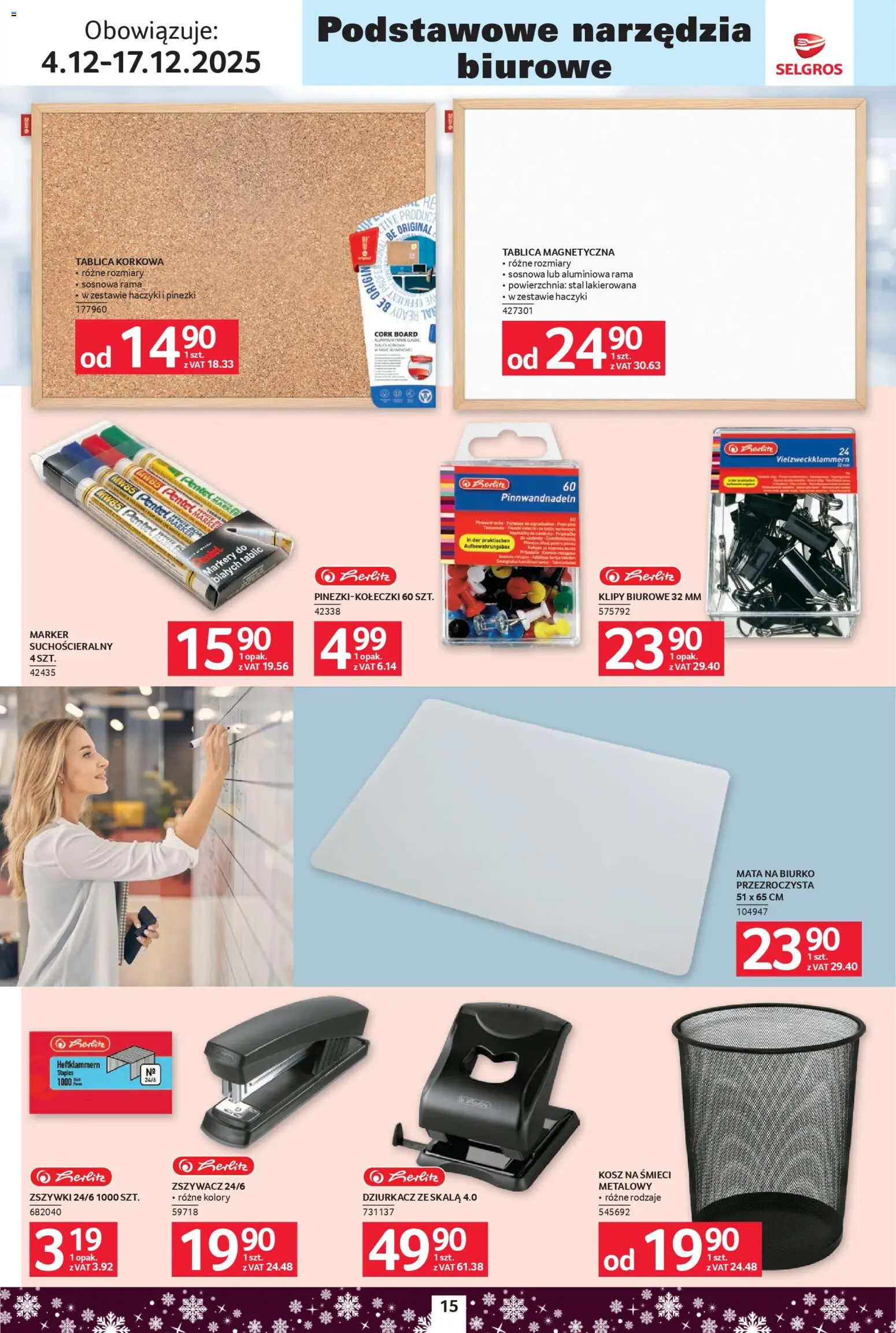 Selgros cash&carry Gazetka - Biuro od 04.12.2025 | Strona: 15 | Produkty: Biurko, Kosz
