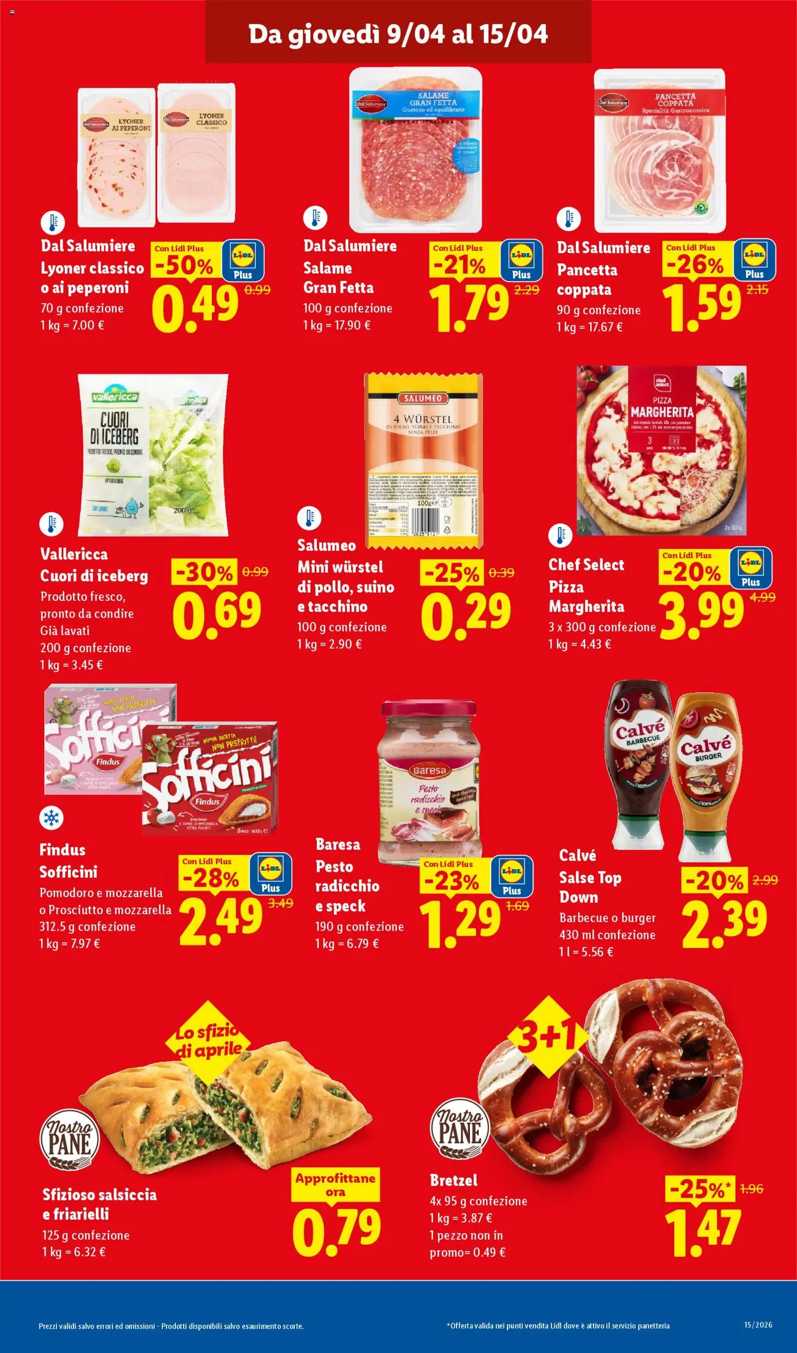 Volantino Lidl del 09.04.2026 | Pagina: 9 | Prodotti: Pizza, Mozzarella, Top, Salsiccia