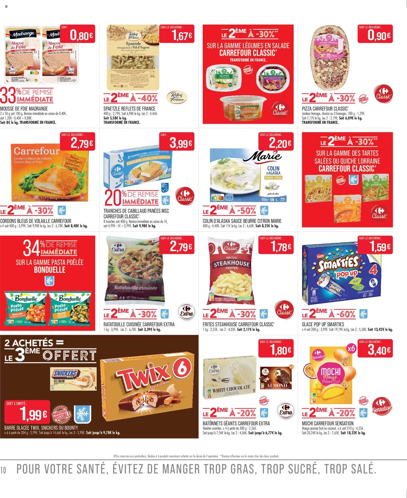 {H1} | Page: 10 | Produits: Salade, Chorizo, Fusilli, Mochi