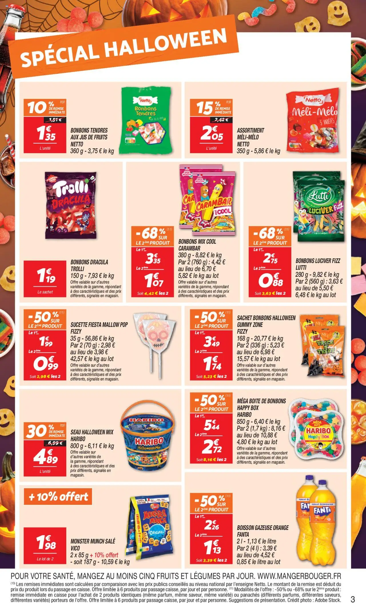 {H1} | Page: 3 | Produits: Orange, Bonbons halloween, Jus, Bonbons