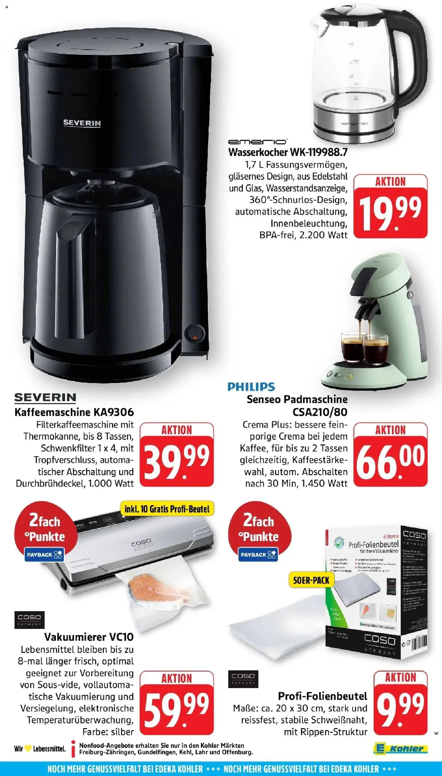 E center Prospekt Hohberg-Niederschopfheim	 – gültig ab 05.04.2026 | Seite: 52 | Produkte: Philips, Kaffeemaschine, Wasserkocher, Vakuumierer