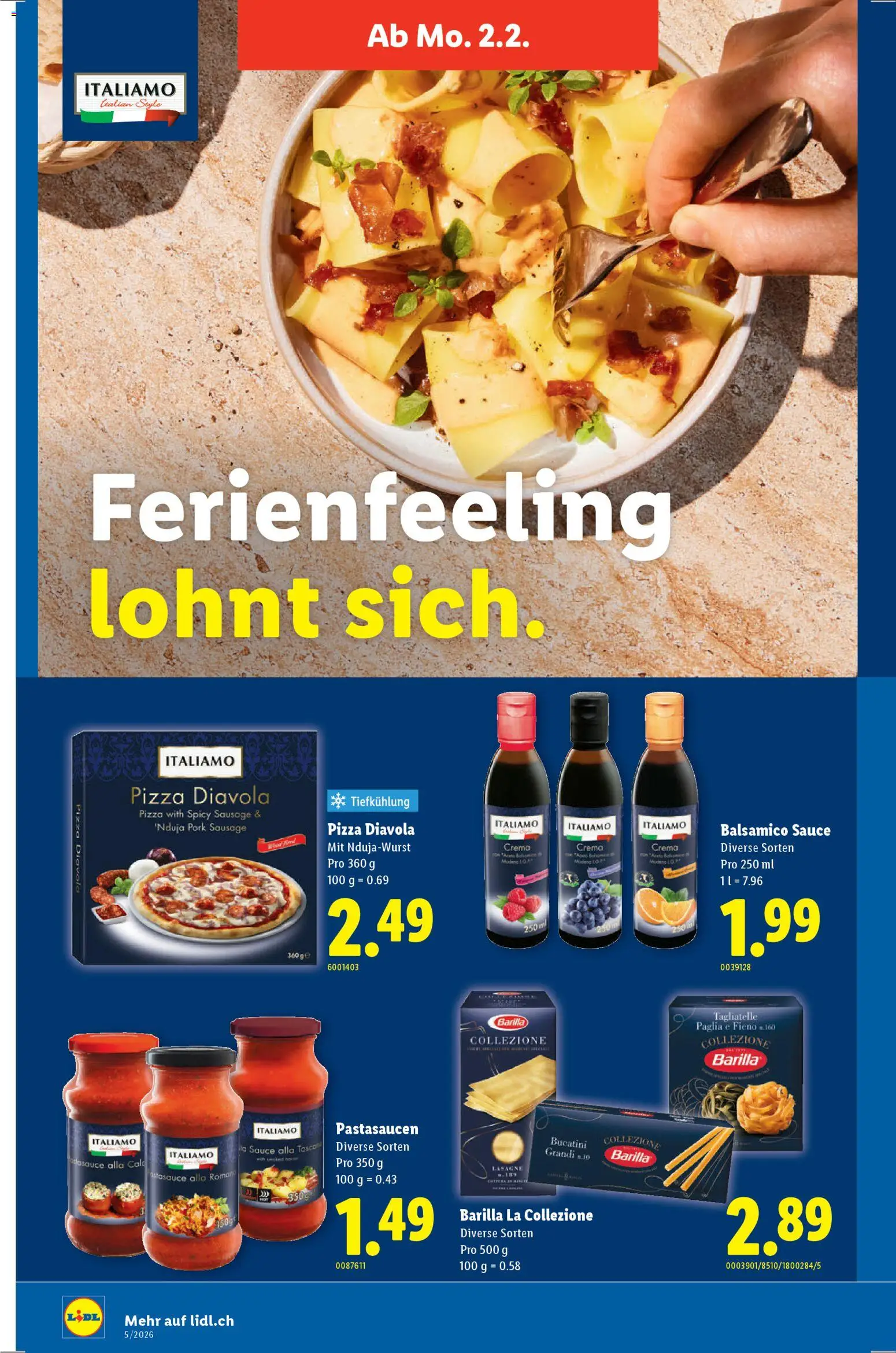 Lidl Aktionen – gültig ab 29.01.2026 | Seite: 20 | Produkte: Barilla, Balsamico, Pizza, LG