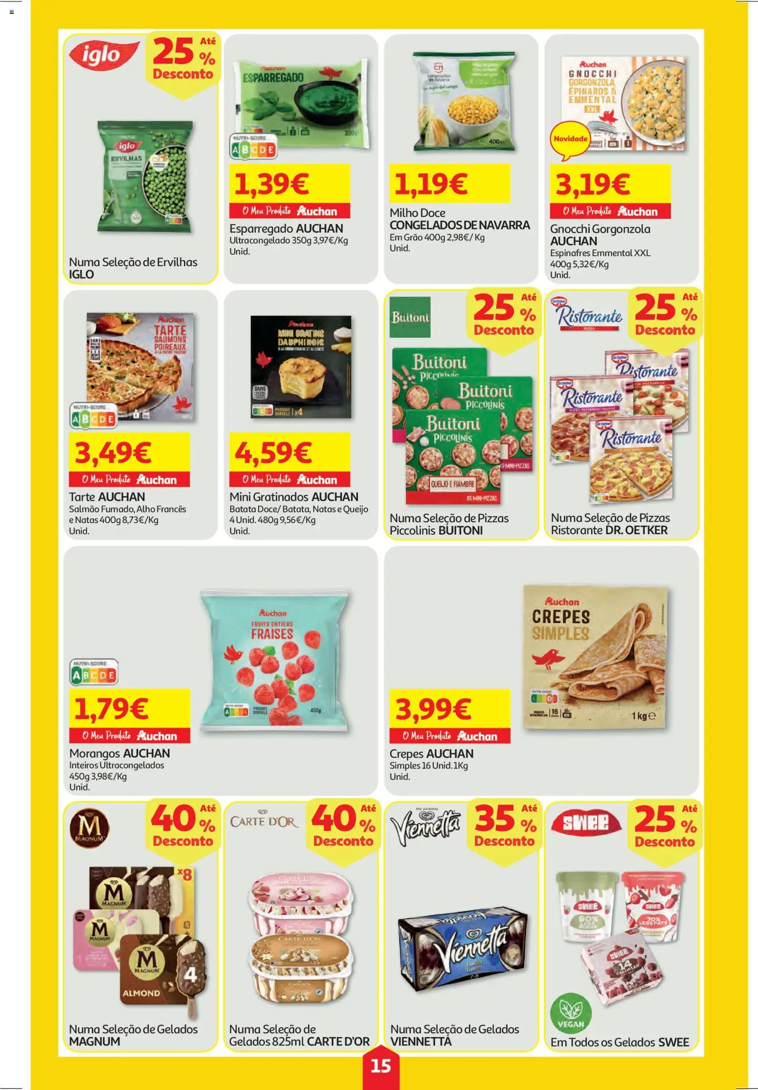 Auchan folheto │ válido de 15.01.2026 | Página: 15 | Produtos: Alho francês, Queijo, Tarte, Milho