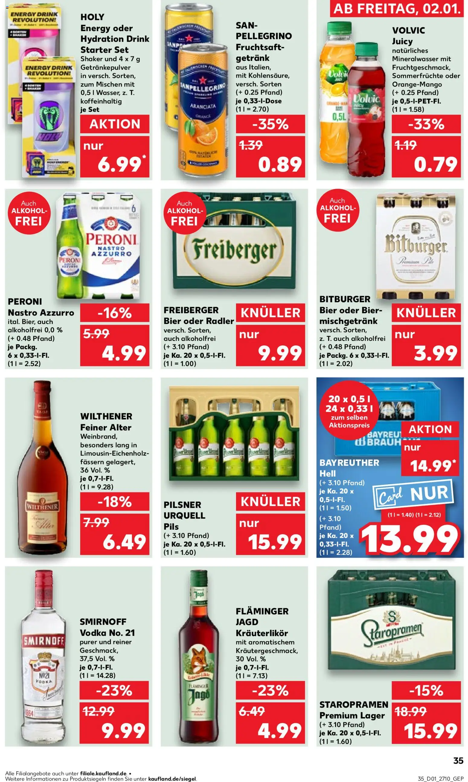Kaufland prospekt Leipzig	 – gültig ab 02.01.2026 | Seite: 35 | Produkte: Bier, Mineralwasser, Pilsner urquell, Smirnoff