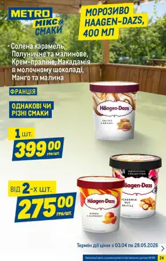 Metro акції дійснийкції з 15.04.2026 | Сторінка: 24 | Товари: Морозиво, Манго, Малина
