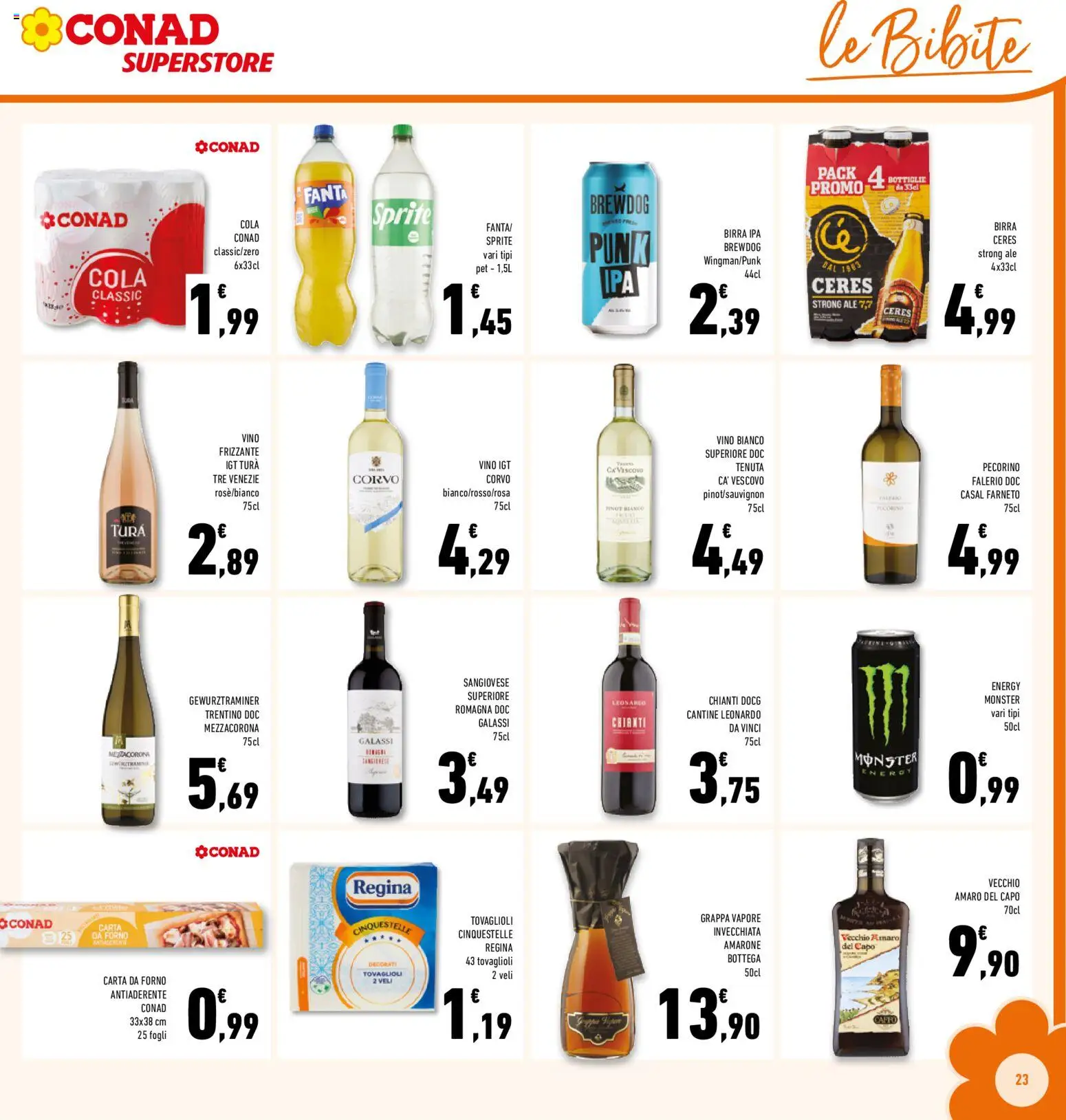 Volantino Conad del 29.01.2026 | Pagina: 23 | Prodotti: Vino, Forno, Pecorino, Grappa