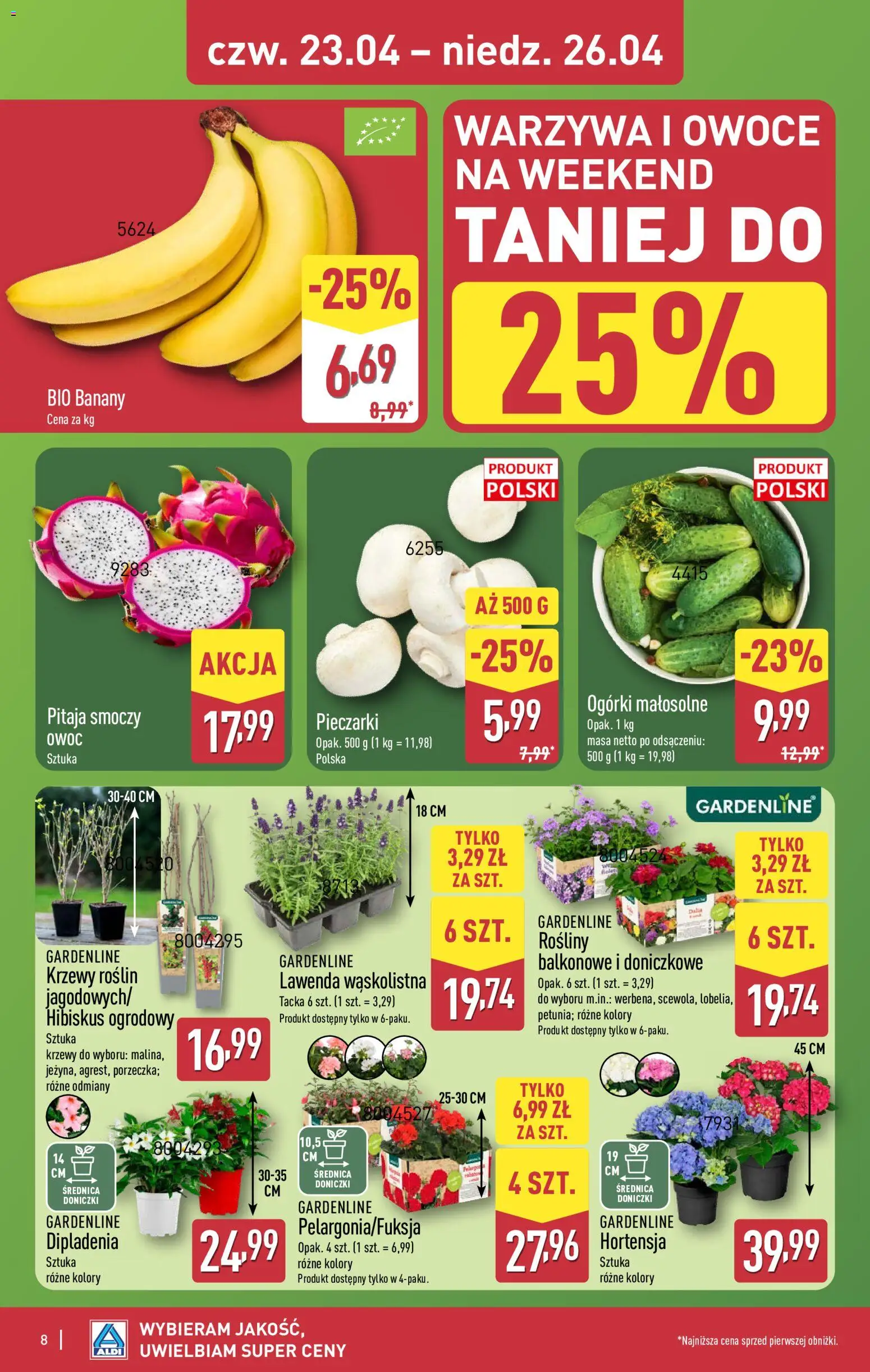 Aldi Polsko leták - Oferta weekendowa od 23.04.2026 | Strana: 8 | Produkty: Banány