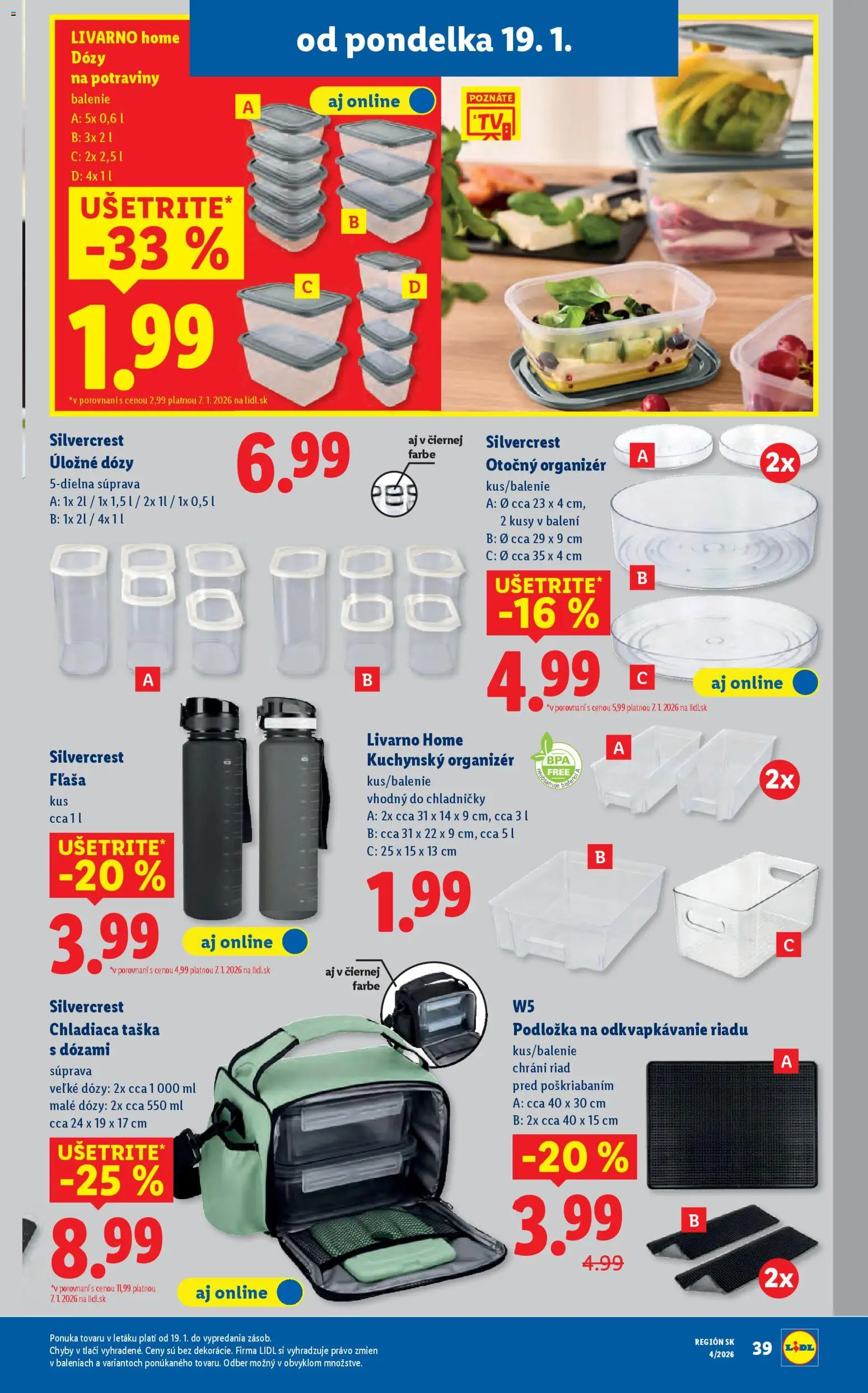 Nové Lidl akcie – leták je platný od 22.01.2026 | Strana: 83 | Produkty: Organizér, Taška