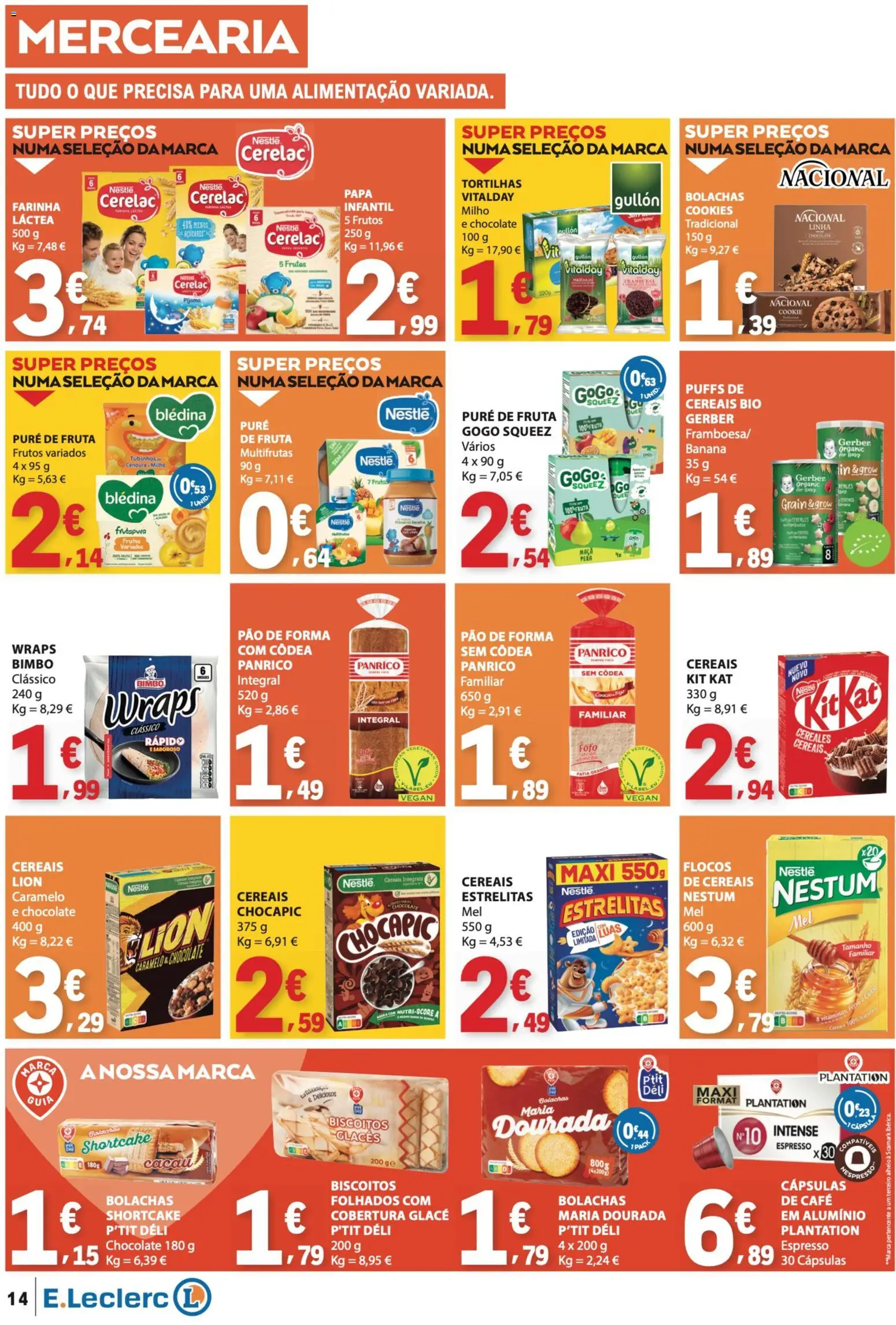 E.Leclerc folheto │ válido de 19.03.2026 | Página: 14 | Produtos: Ferro, Café, Biscoitos, Milho