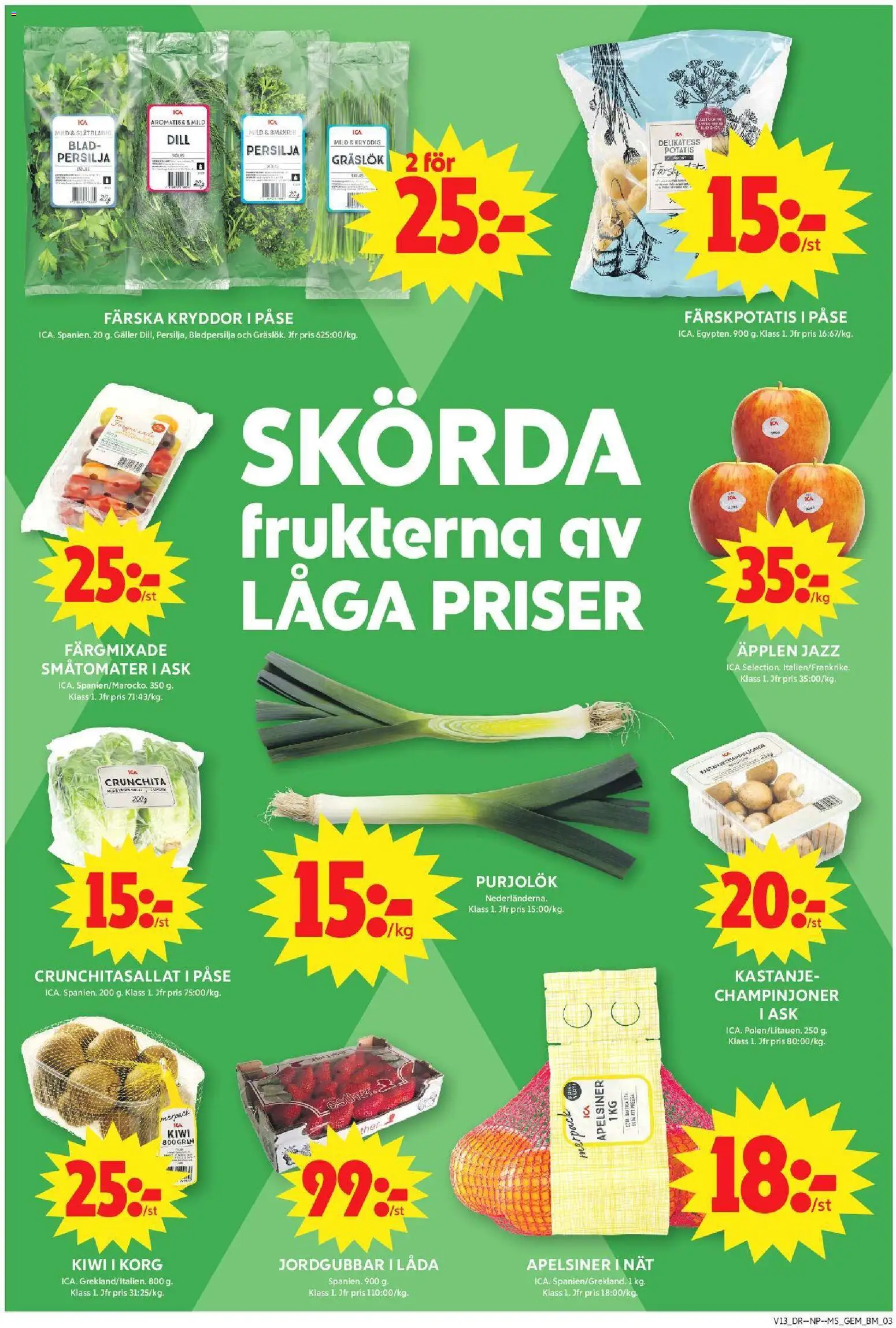 ICA Maxi reklamblad aktuell från 23.03.2026 | Sida: 5 | Produkter: Gräslök, Champinjoner, Äpplen, Kiwi