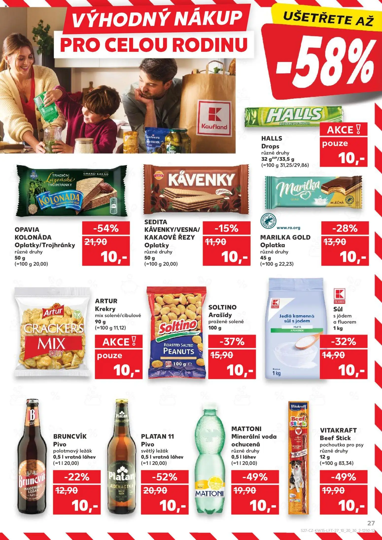 Kaufland leták od 08.04.2026 | Strana: 27 | Produkty: Voda, Arašídy, Kakao, Oplatky