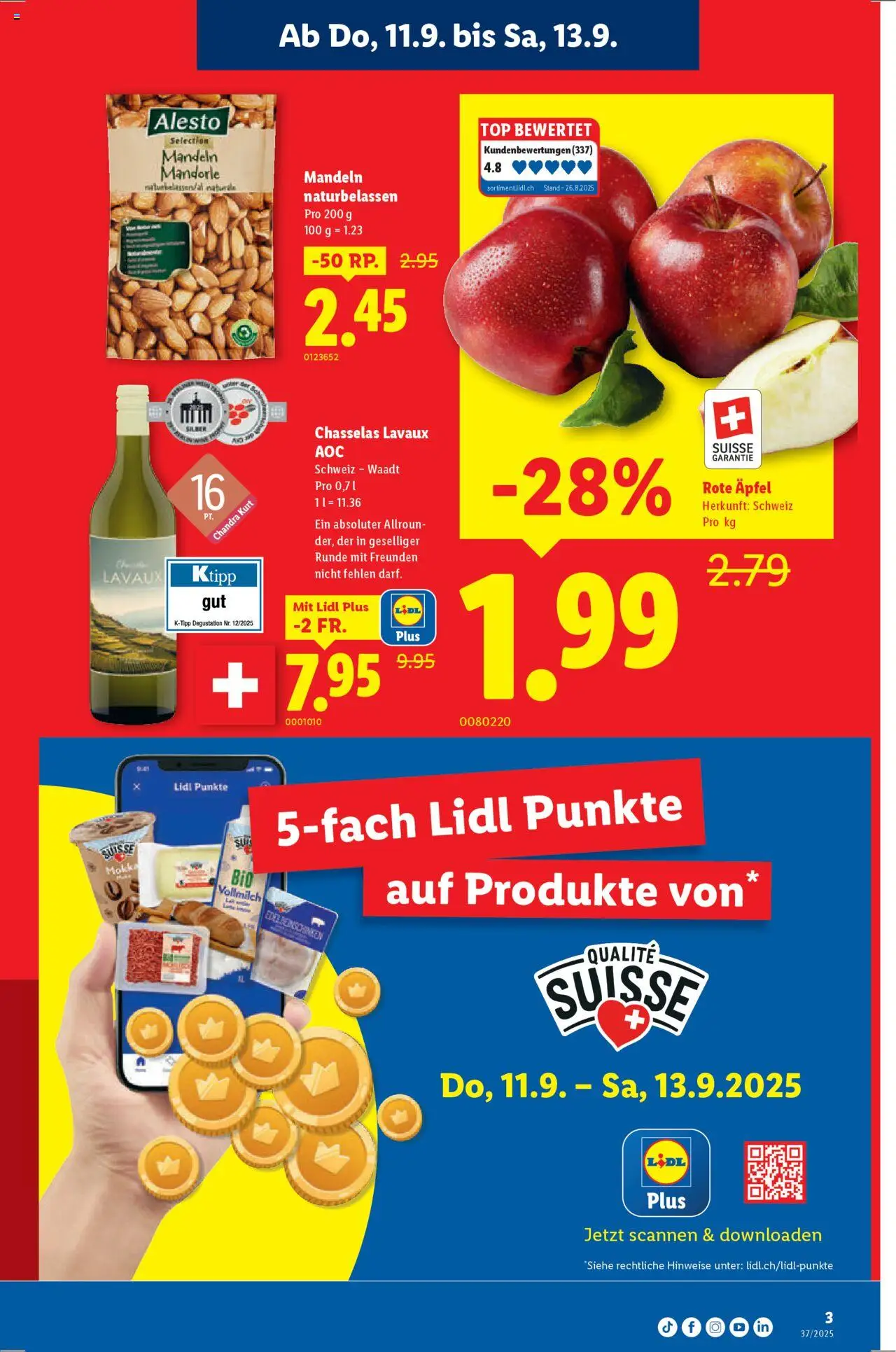 Lidl Aktionen – gültig ab 11.09.2025 | Seite: 3 | Produkte: Äpfel, Top