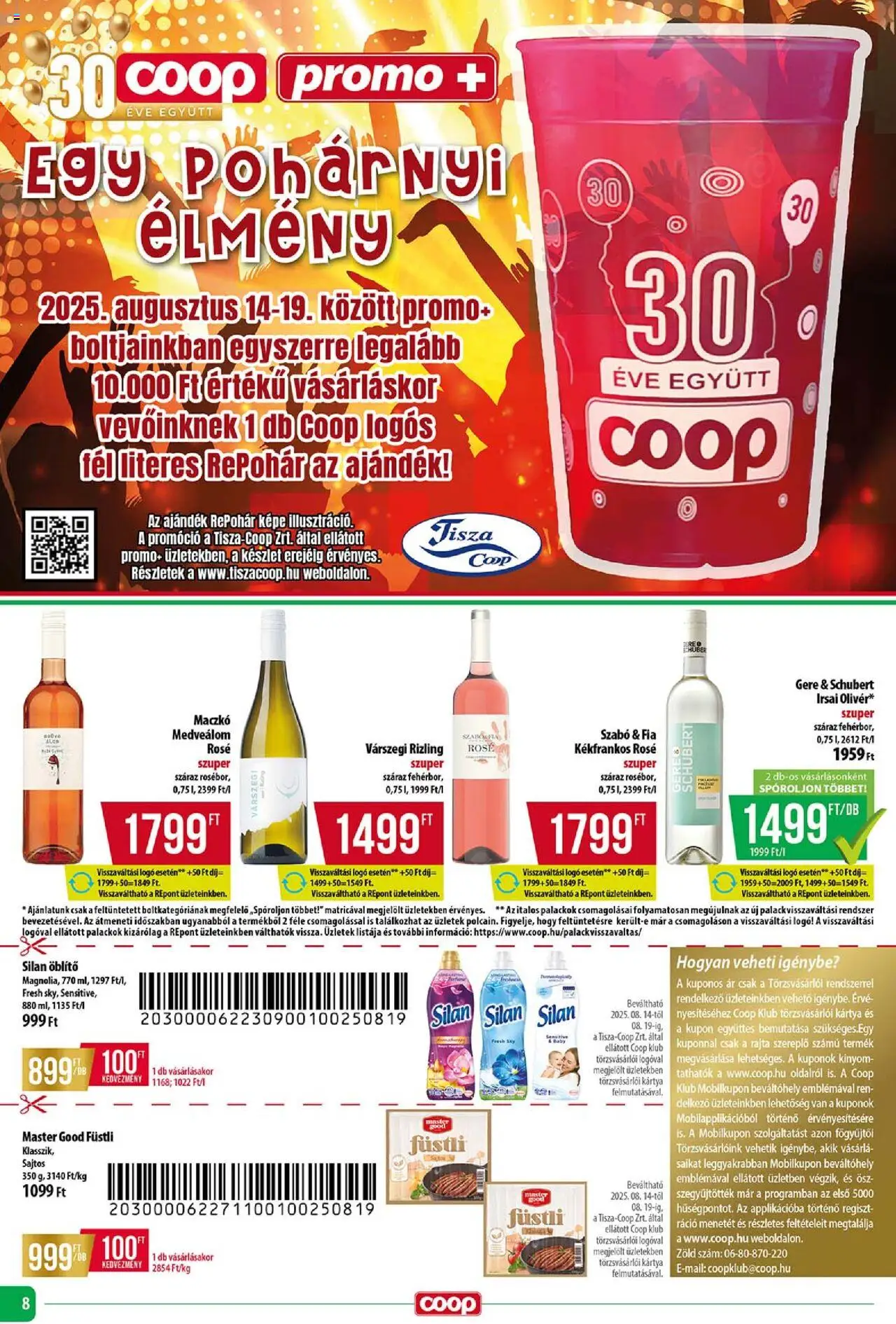 COOP akciós ujság - amely érvényes a következő dátumtól: 14.08.2025 | Oldal: 8 | Termékek: Öblítő