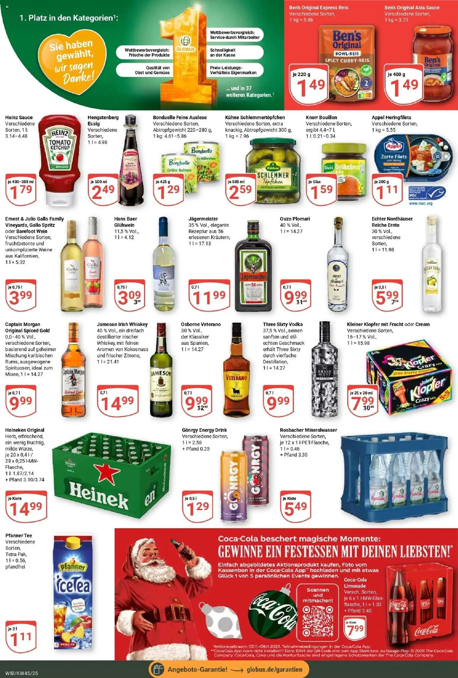 Globus prospekt Wiesbaden-Nordenstadt	 – gültig ab 02.11.2025 | Seite: 4 | Produkte: Knorr, Jägermeister, Captain morgan, Wein