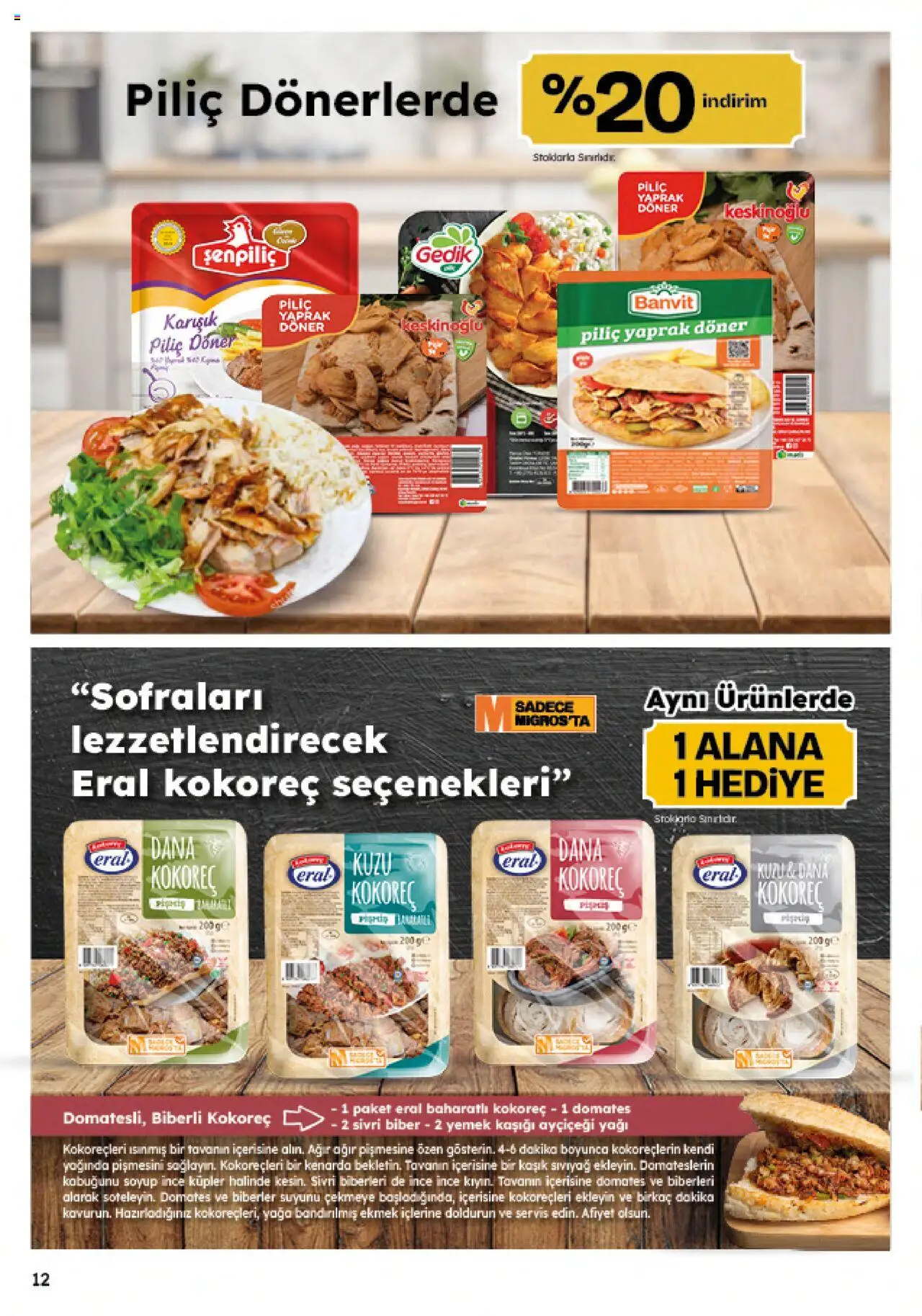 Migros Katalog - 5M Migroskop Dijital - 07.08.2025 tarihinden itibaren geçerlidir | Sayfa: 12 | Ürünler: Döner, Ekmek, Domates, Piliç