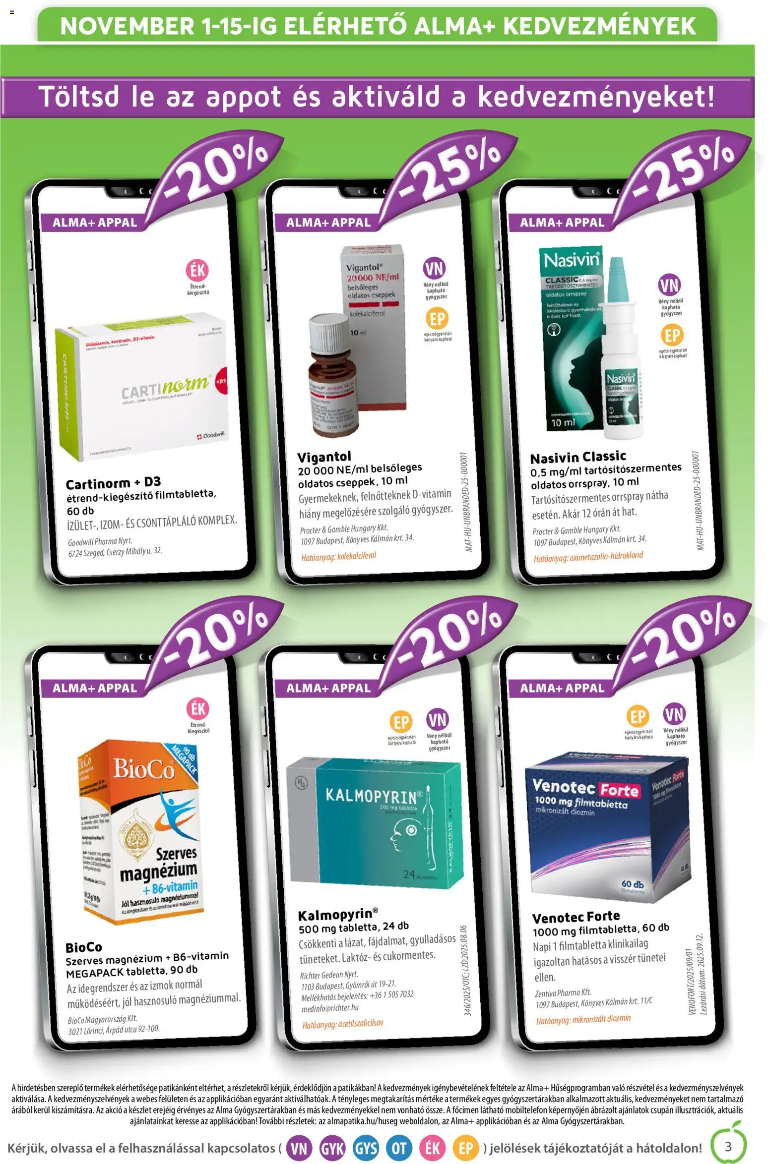 Alma Gyógyszertárak akciós ujság - amely érvényes a következő dátumtól: 01.12.2025 | Oldal: 3