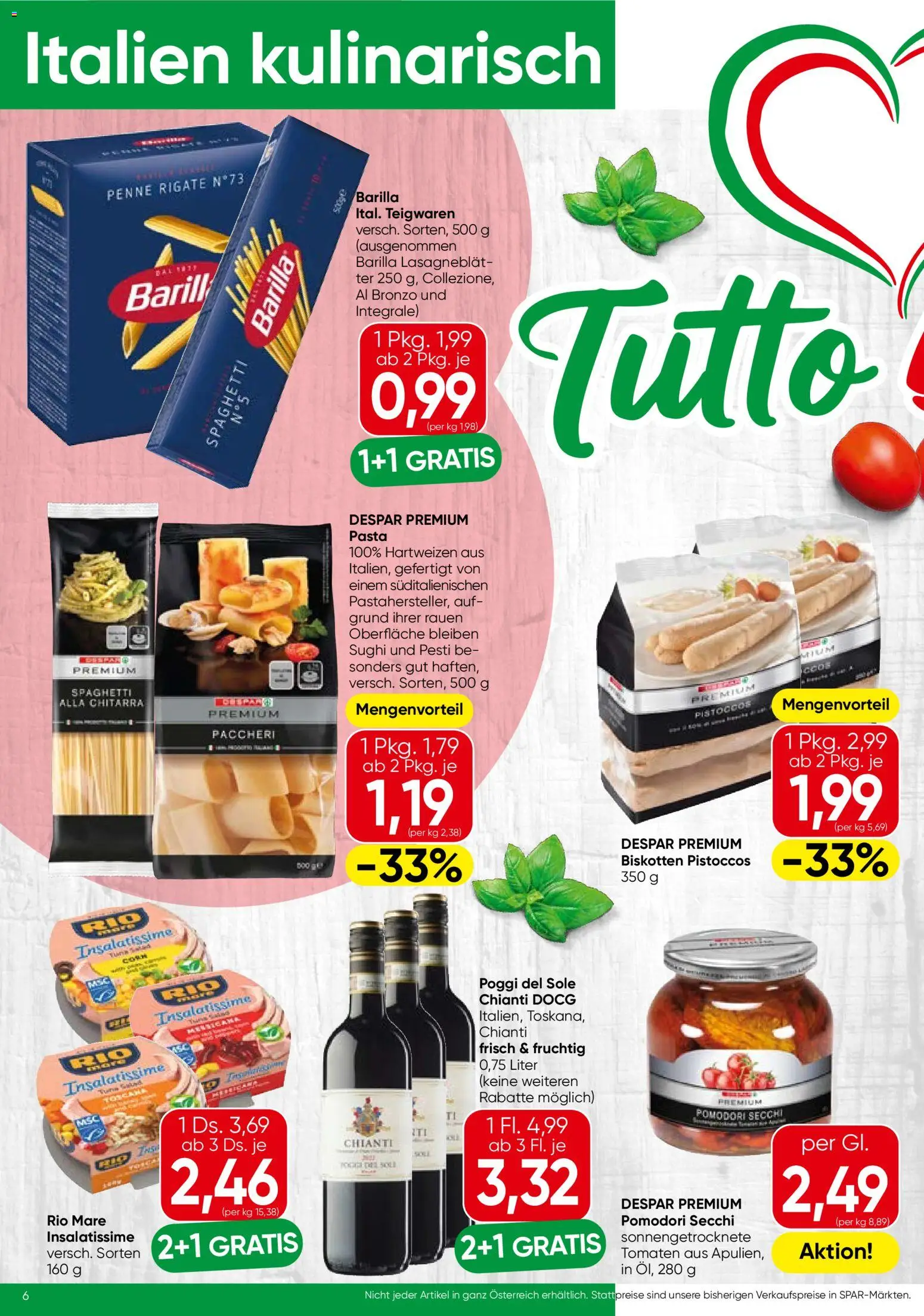 Spar Flugblatt - Salzburg gültig ab 23.04.2026 | Seite: 6 | Produkte: Pasta, Hajdina liszt, Tomaten
