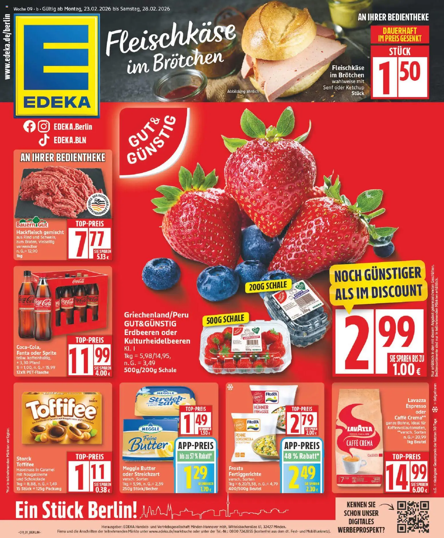 Edeka Prospekt 	 – gültig ab 23.02.2026 | Seite: 1 | Produkte: Fanta, Cola, Fertiggerichte, Hackfleisch