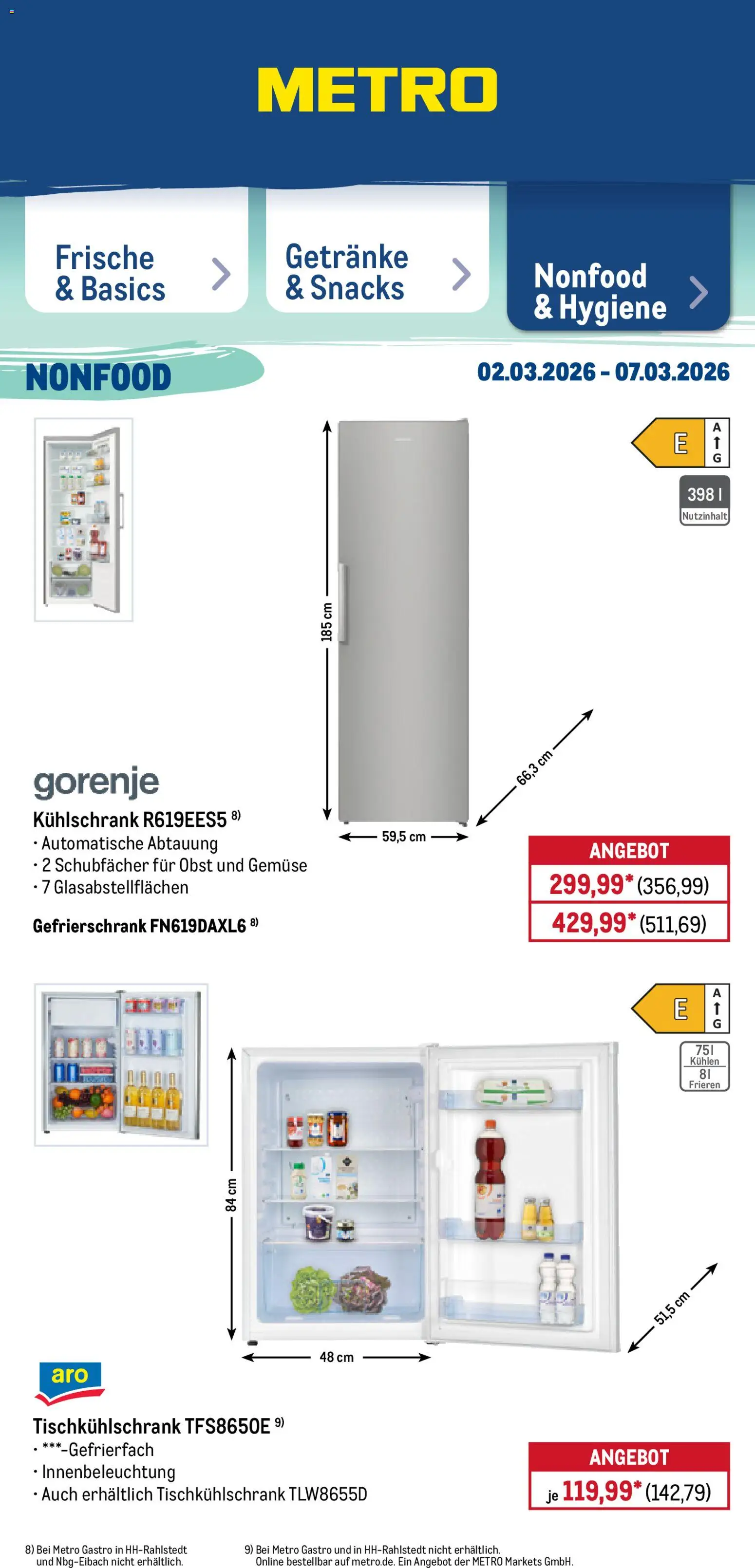 Metro Prospekt 	 – gültig ab 02.03.2026 | Seite: 50 | Produkte: Gorenje, Kühlschrank, Gemüse, Obst