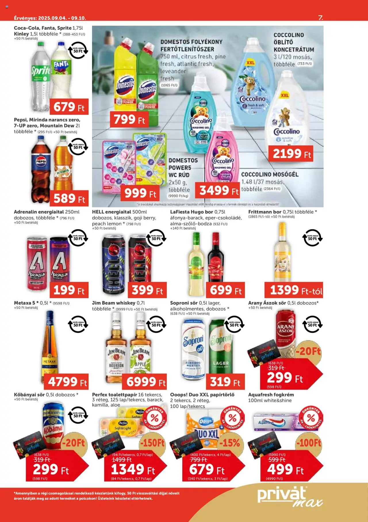 PRIVÁT akciós ujság - amely érvényes a következő dátumtól: 04.09.2025 | Oldal: 7 | Termékek: Alkohol, Whiskey, Bourbon, WC