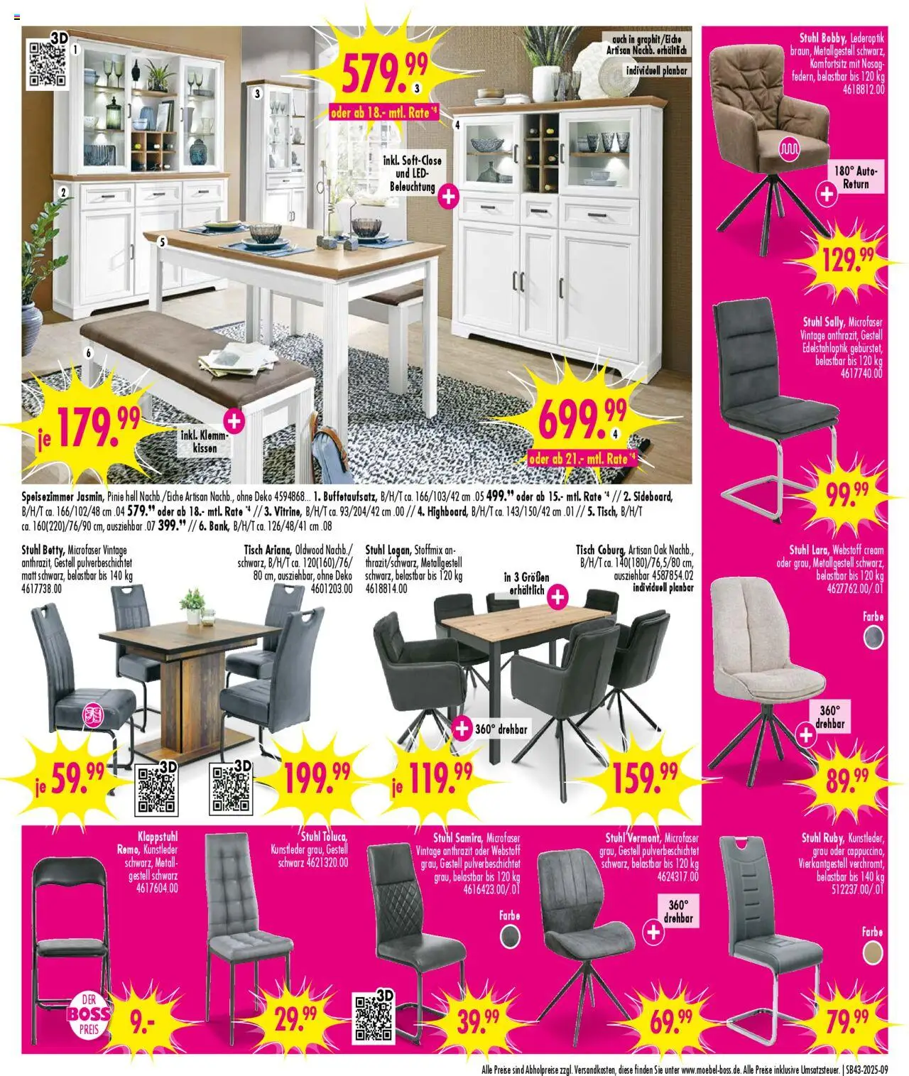 SB Möbel Boss Prospekt 	 – gültig ab 18.10.2025 | Seite: 9 | Produkte: Kissen, Tisch, Stuhl