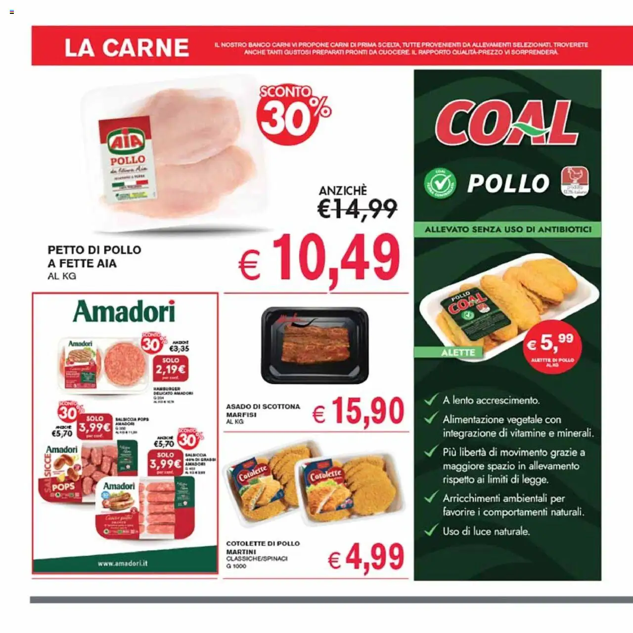 Volantino Coal del 09.10.2025 | Pagina: 4 | Prodotti: Petto di Pollo, Pollo, Salsiccia, Hamburger
