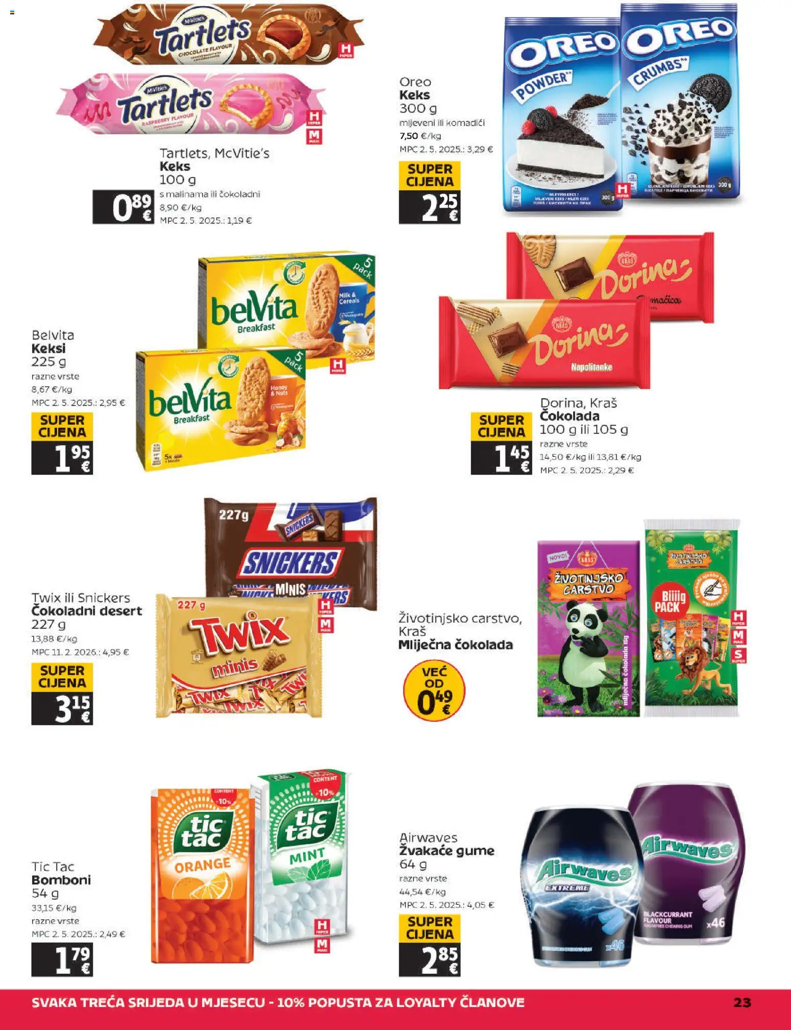 Tommy katalog | vrijedi od 09.04.2026 | Stranica: 23 | Proizvodi: Žvakaće gume, Dorina, Snickers, Čokolada