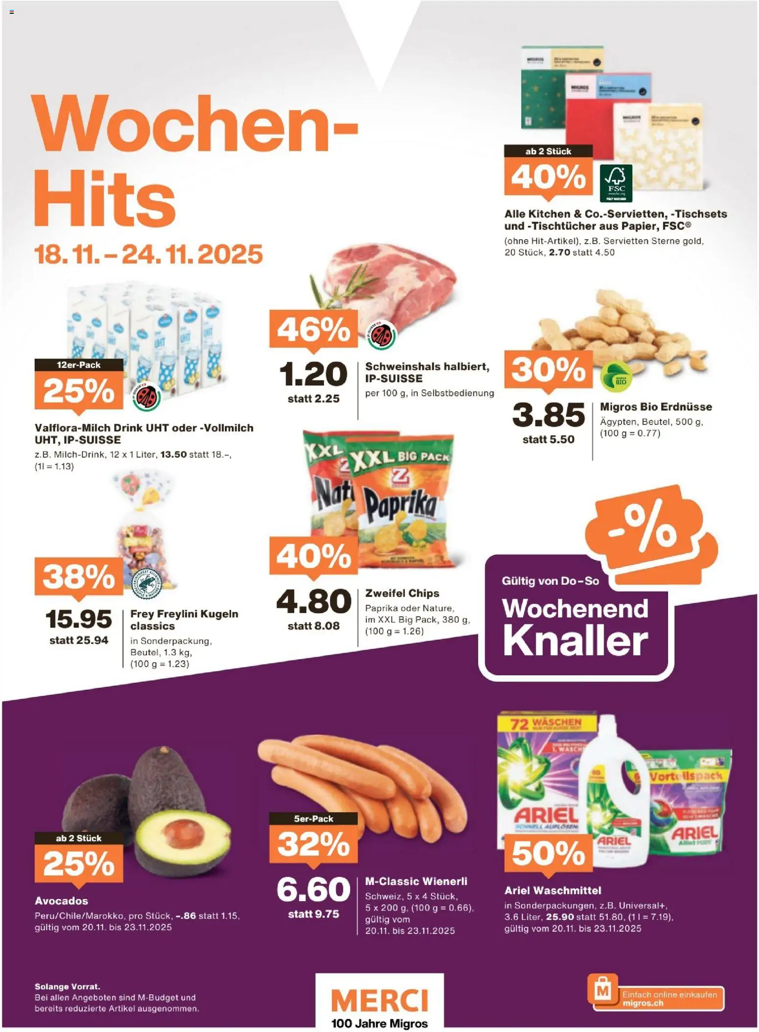 Migros Magazin – gültig ab 17.11.2025 | Seite: 80 | Produkte: Erdnüsse, Waschmittel, Chips
