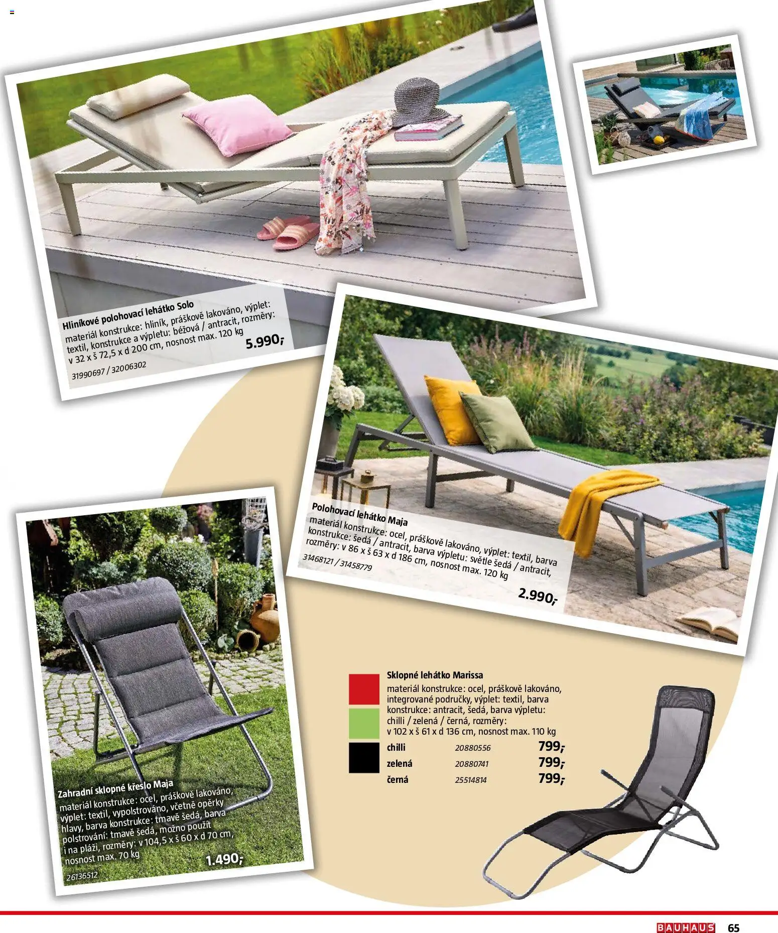 Bauhaus katalog Záhradní nábytek od 08.04.2026 | Strana: 65 | Produkty: Křeslo, Lehátko