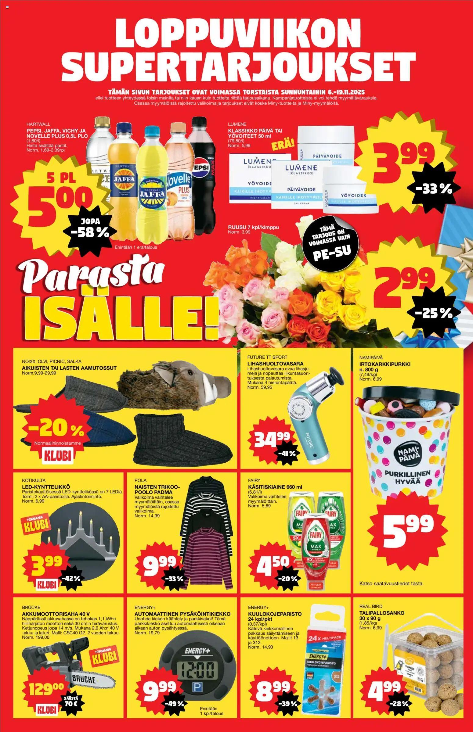 Tokmanni tarjoukset – voimassa 03.11.2025 alkaen | Sivu: 24 | Tuotteet: Yövoide, Akku, Parkkikiekko, Voi
