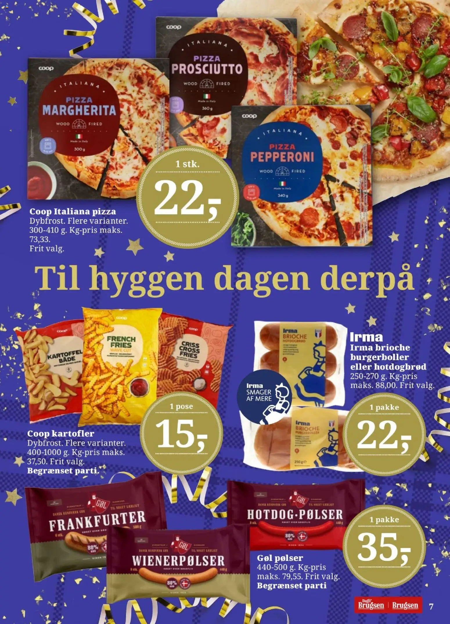 Dagli'Brugsen tilbudsavis – gyldig fra 27.12.2025 | Side: 7 | Produkter: Pølser, Pizza, Kartofler, Burgerboller